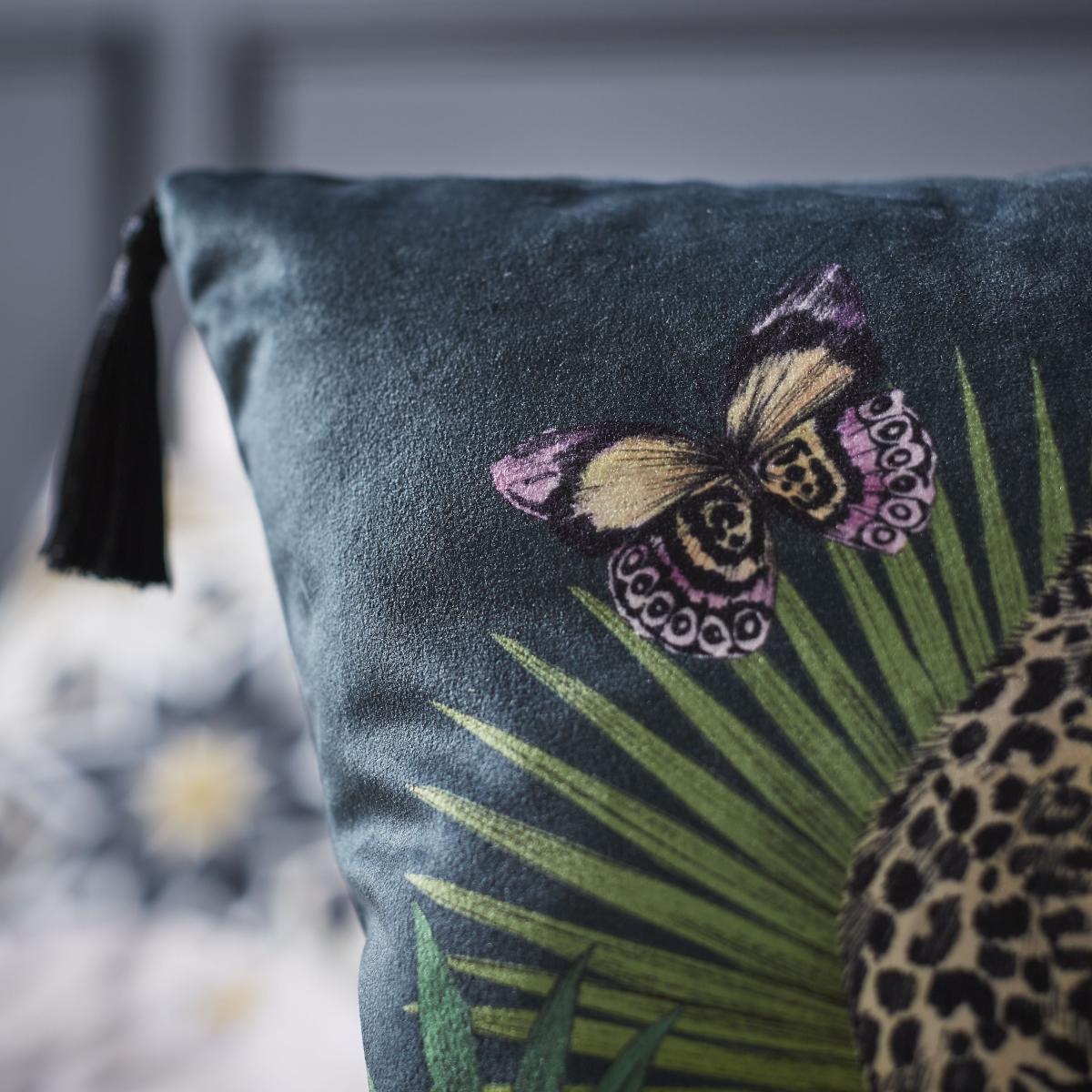 Matthew Williamson Leopard Square Feather Filled Cushion Green – image 3