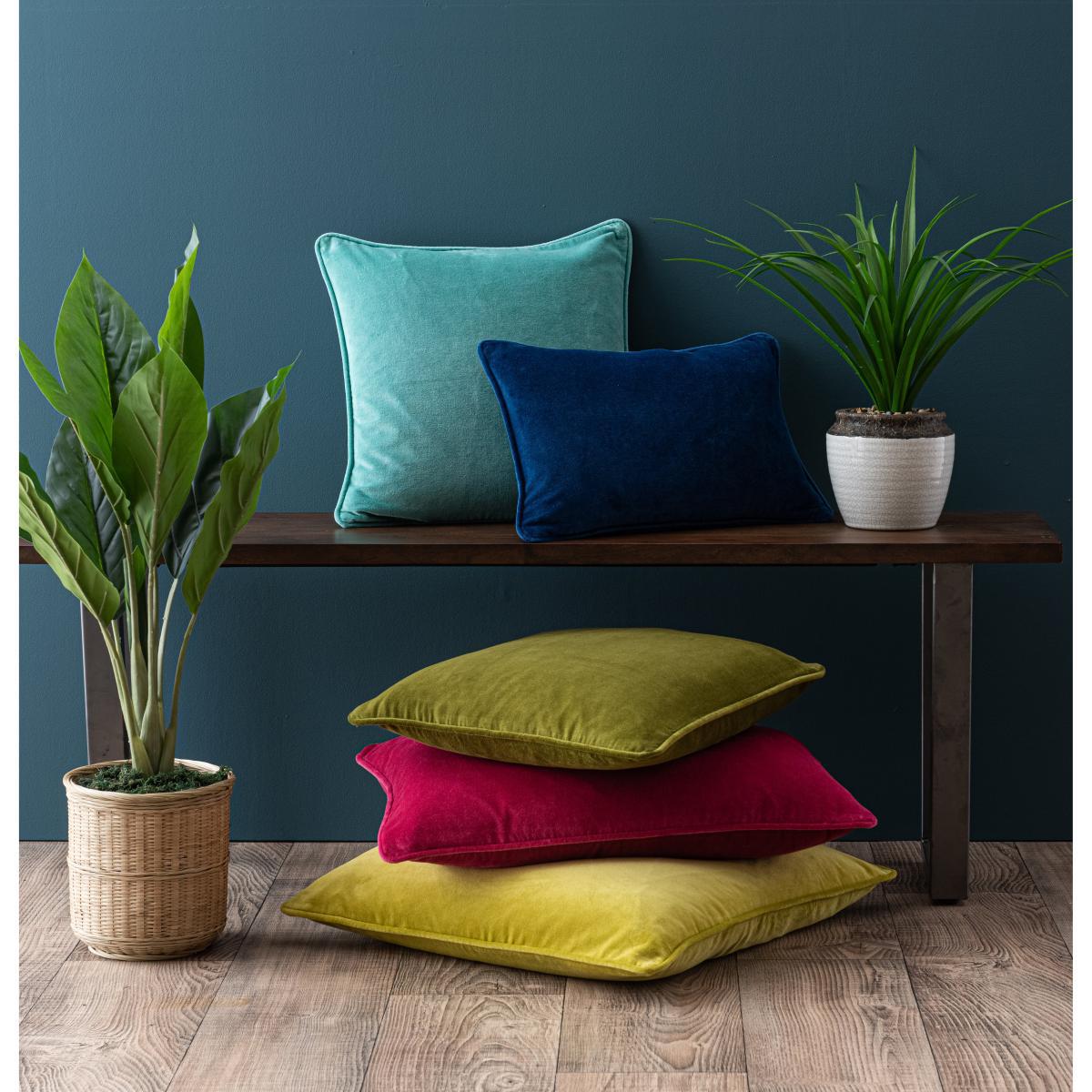 Clara Cotton Velvet Rectangle Cushion Ink (Blue) – image 2