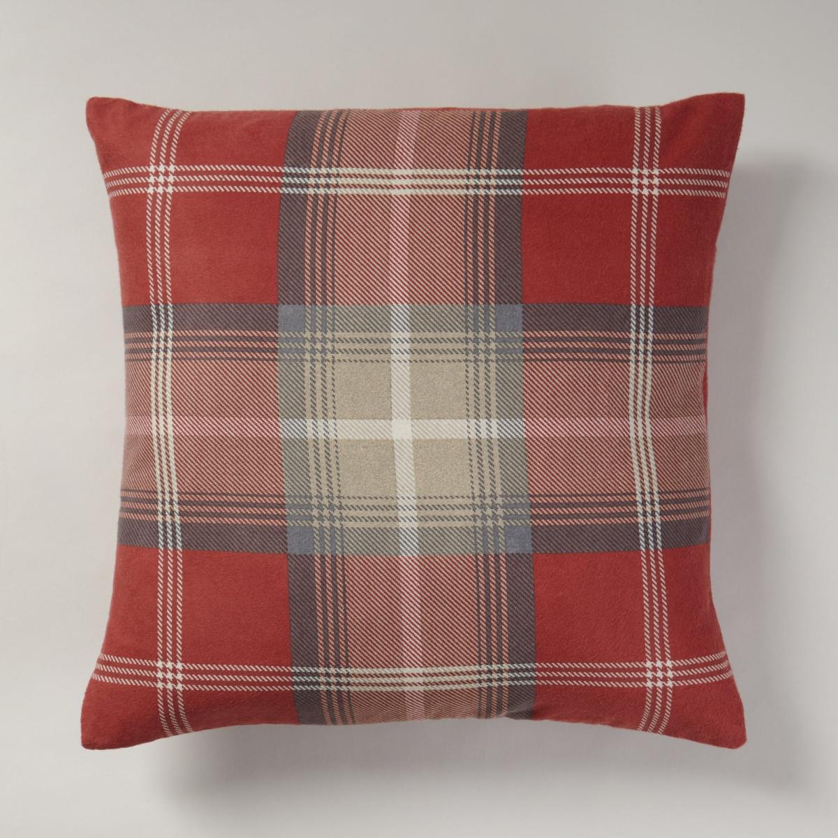 Brushed Cotton Oswald Check Cushion Red – image 3