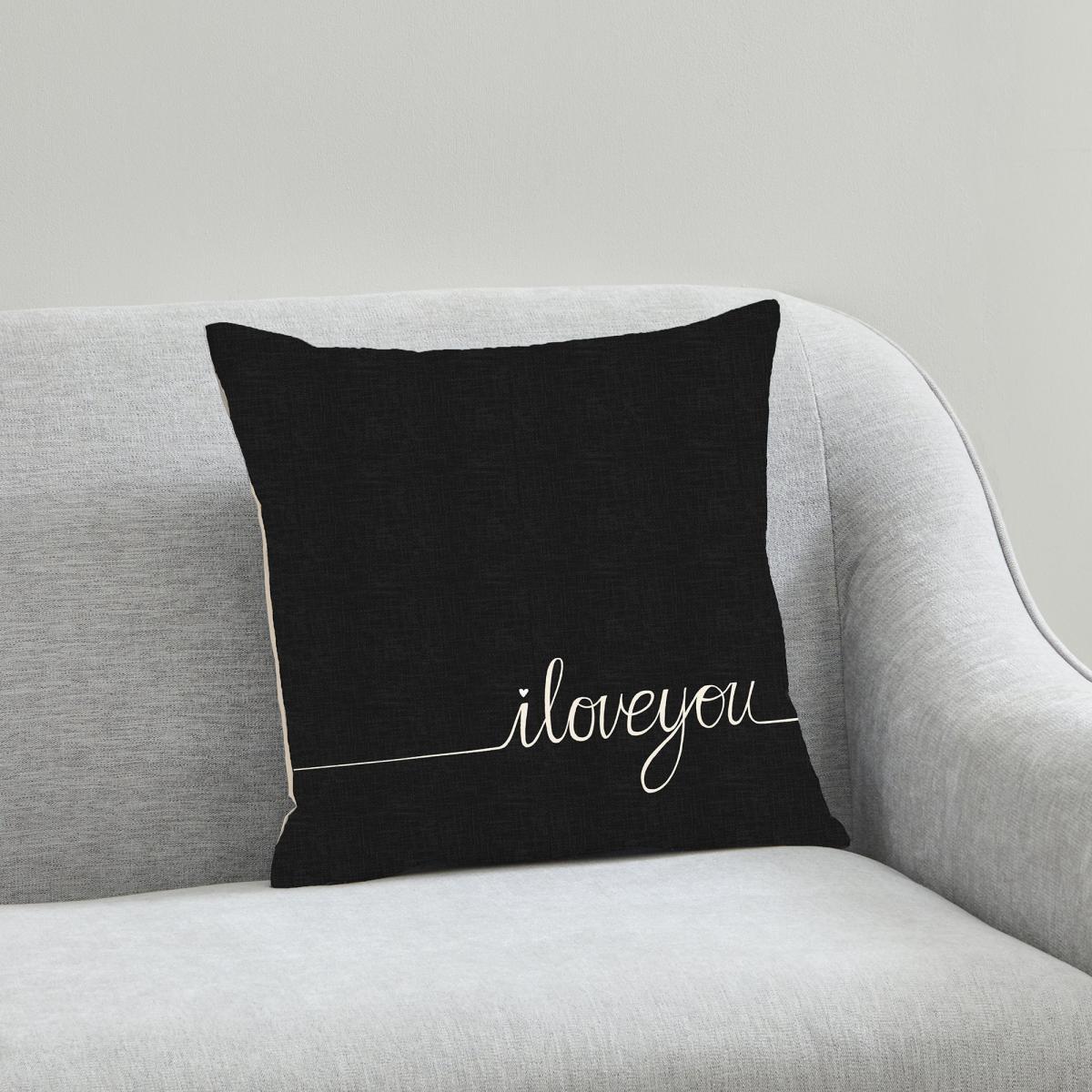I Love You 43x43cm Cushion Black