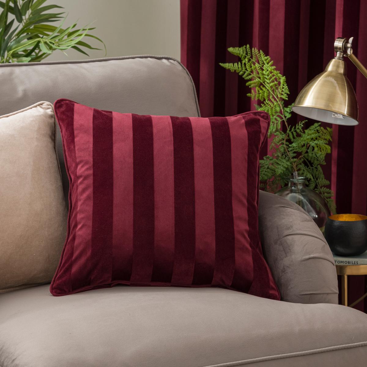 Milford Stripe Square Cushion Wine (Red) – image 2