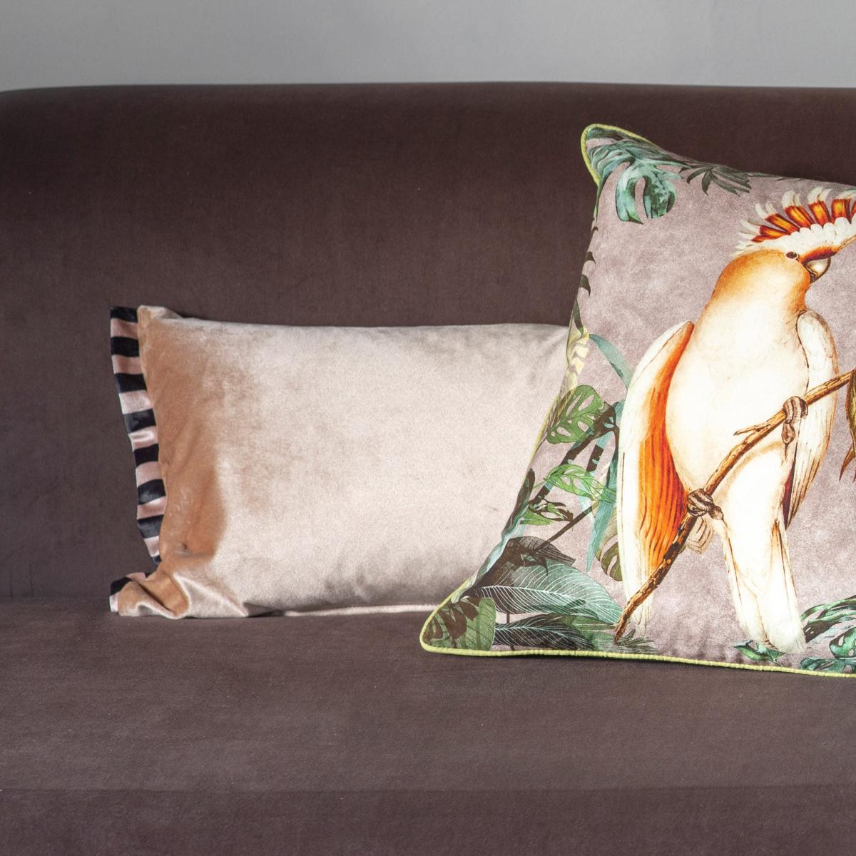 Oxford Stripe Velvet Cushion Gold – image 2