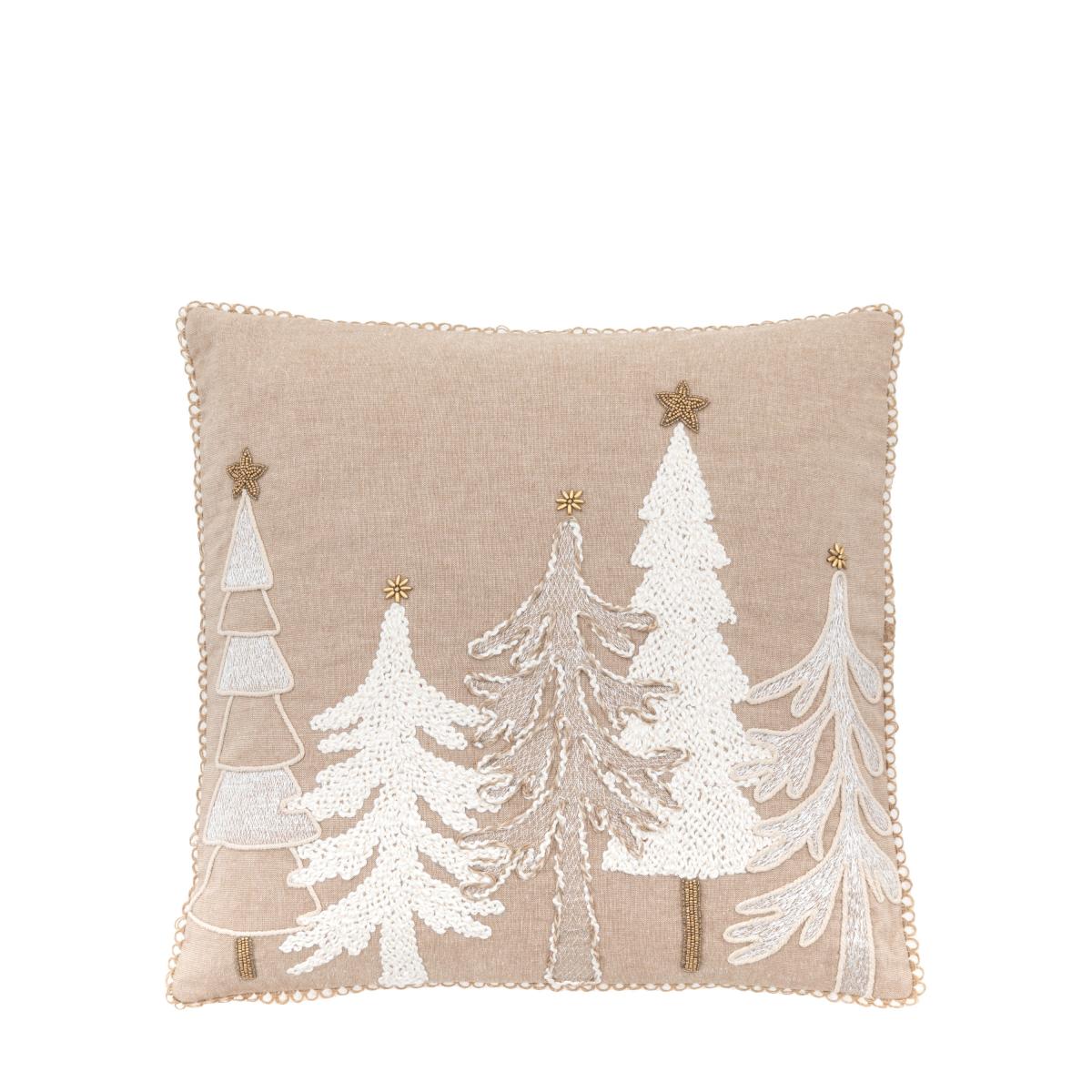 Nordic Noel Tree Scene Square Cushion Natural – image 3