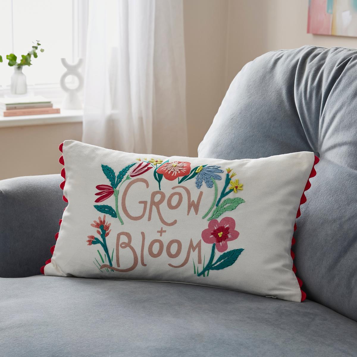 Grow & Bloom Embroidered Rectangle Cushion – image 2
