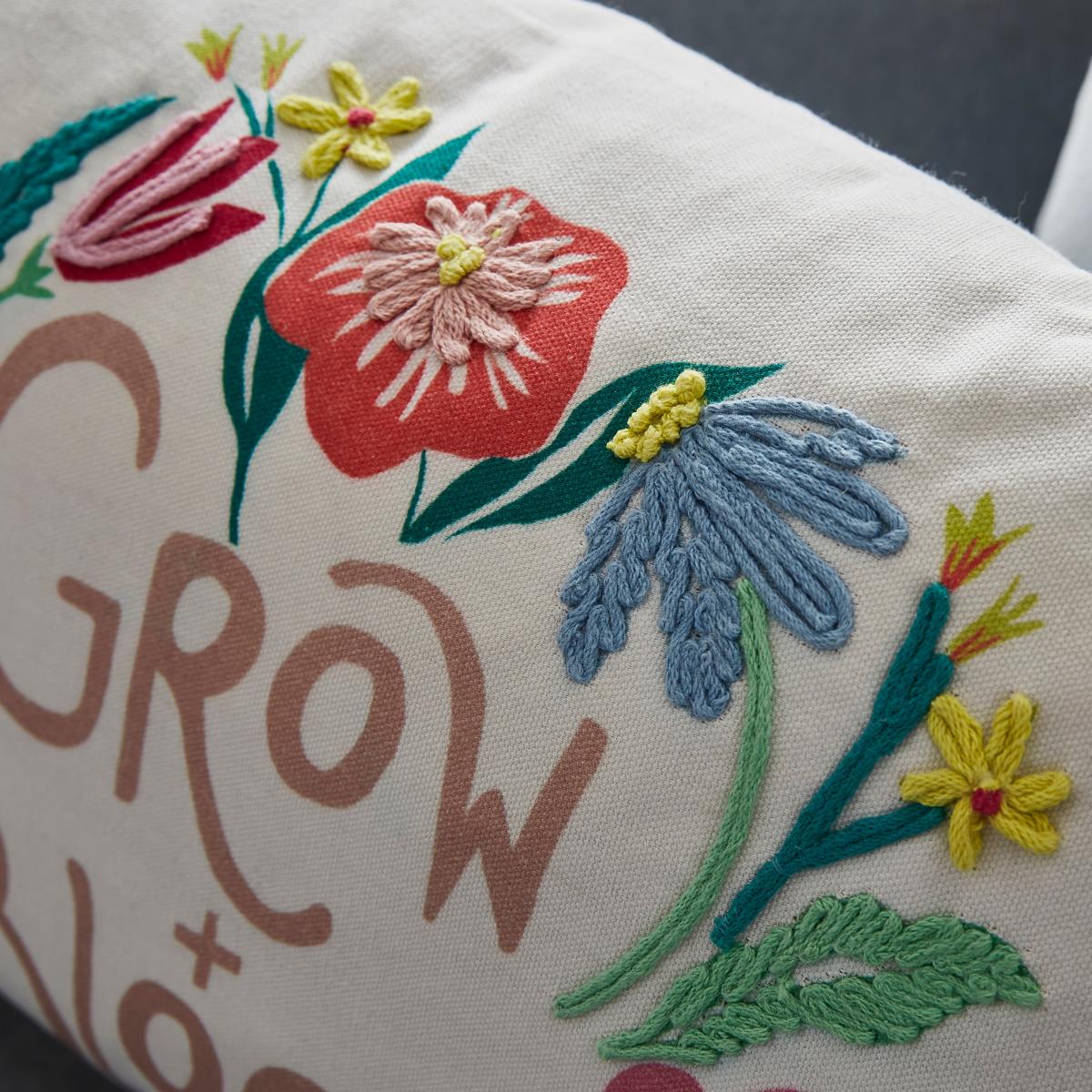 Grow & Bloom Embroidered Rectangle Cushion – image 3