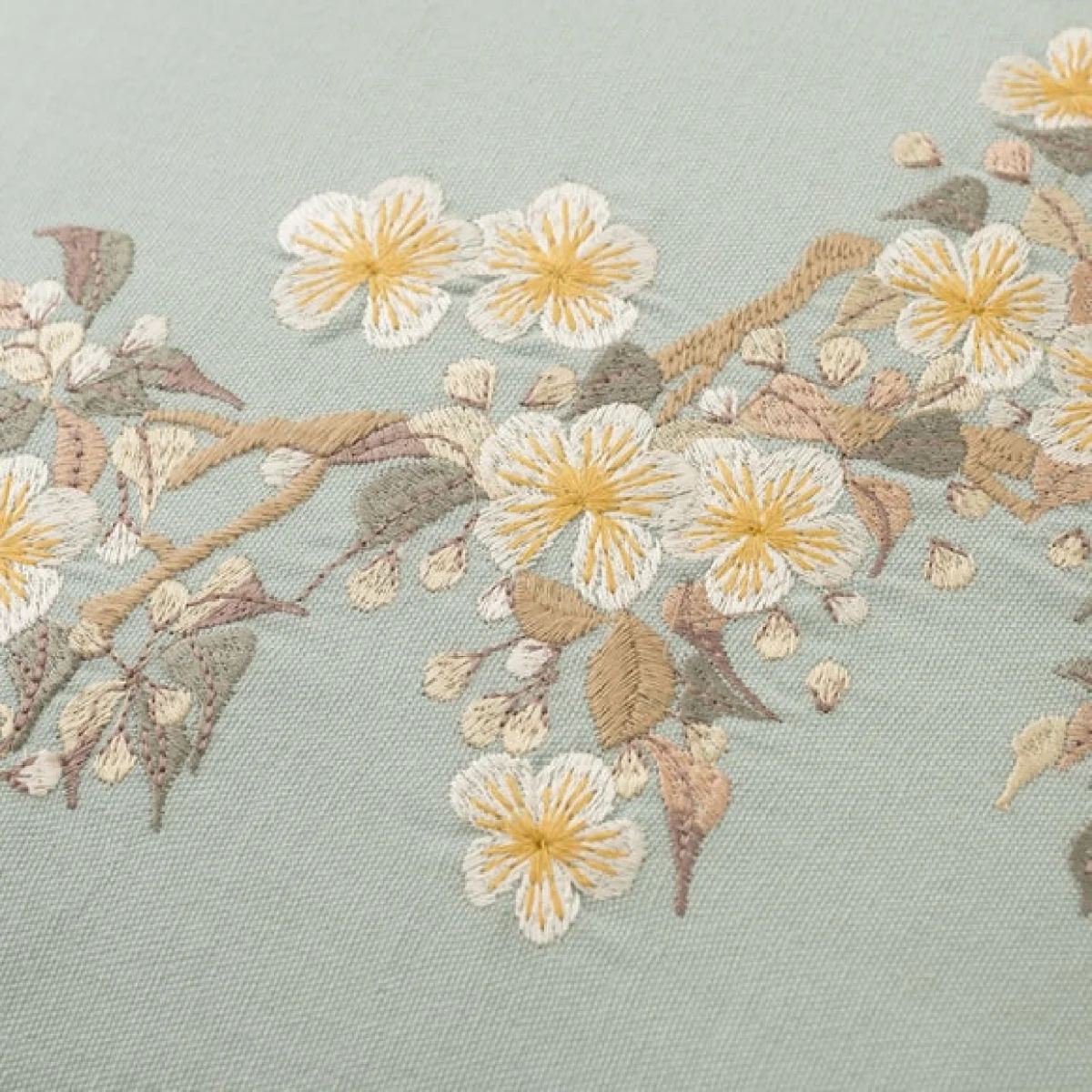 Embroidered Sparrow Cotton Square Cushion – image 2