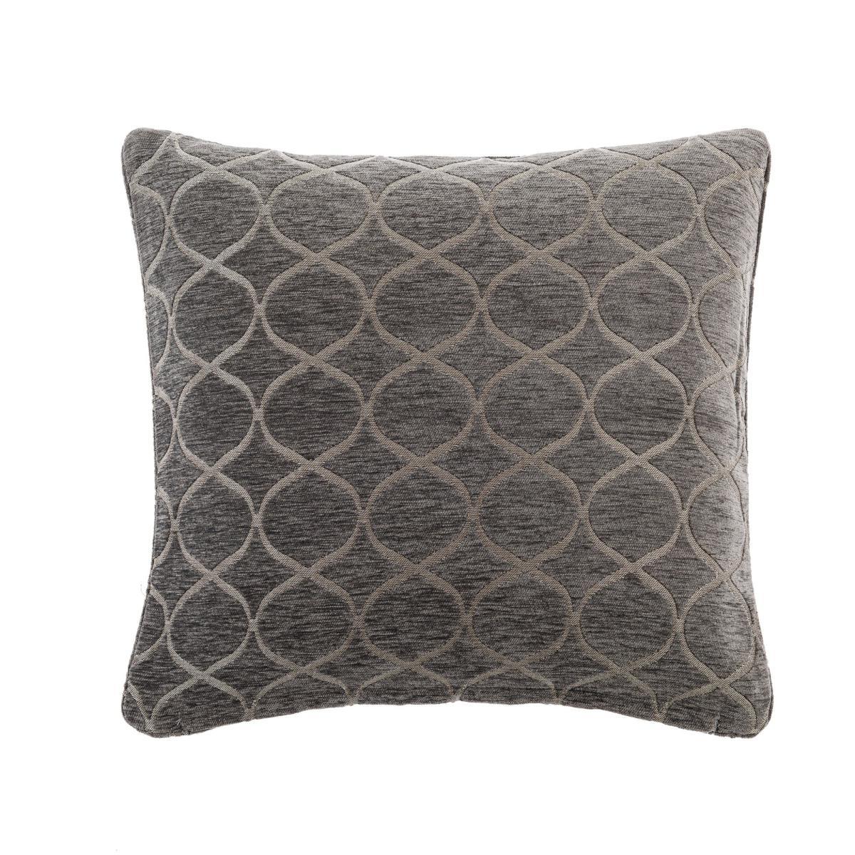 Chenille Ogee Charcoal Cushion Brown – image 3