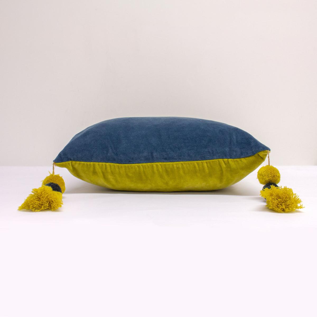 Paoletti Poonam Blue Velvet Cushion Blue – image 3