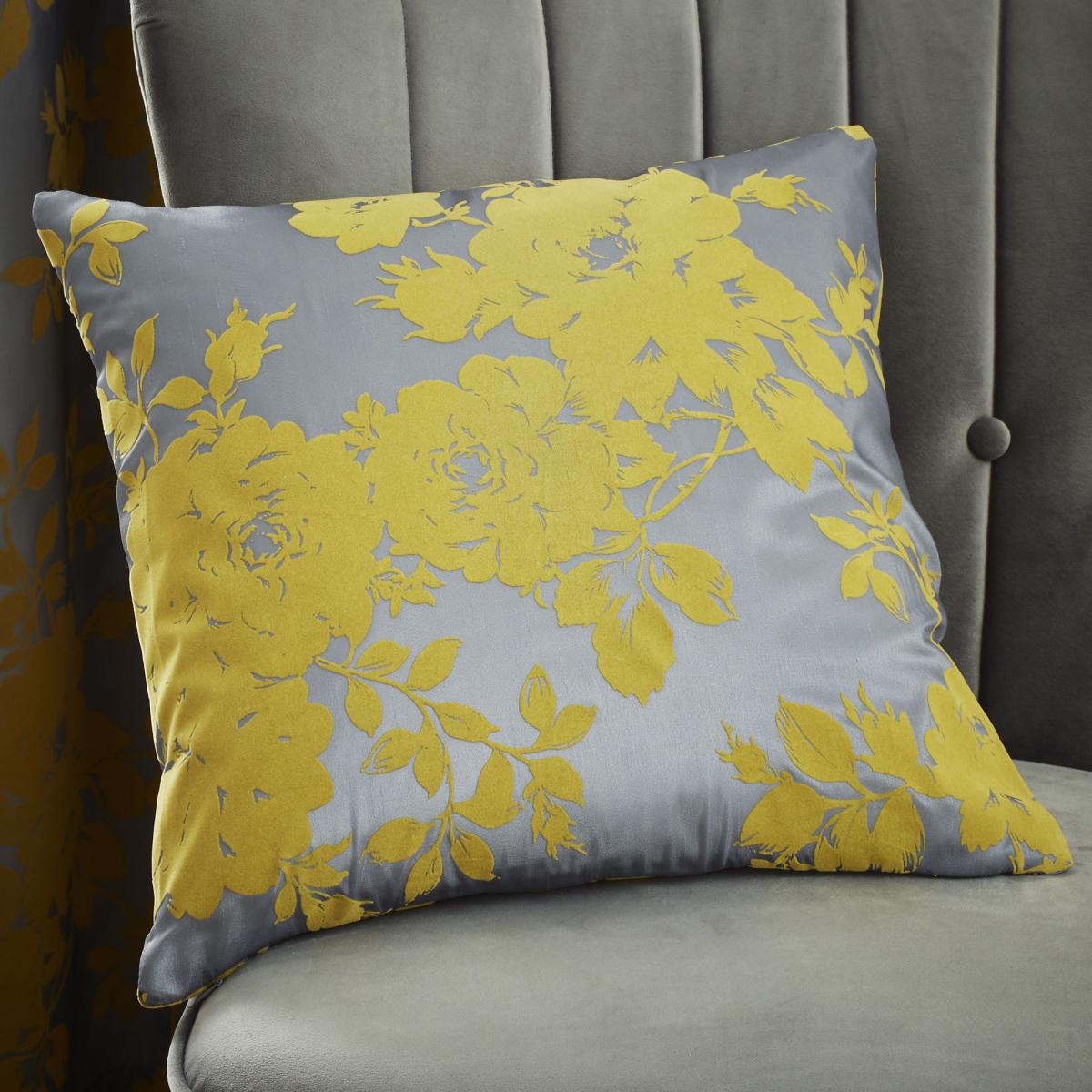 Catherine Lansfield Velvet Rose Ochre Cushion Ochre (Yellow) – image 1