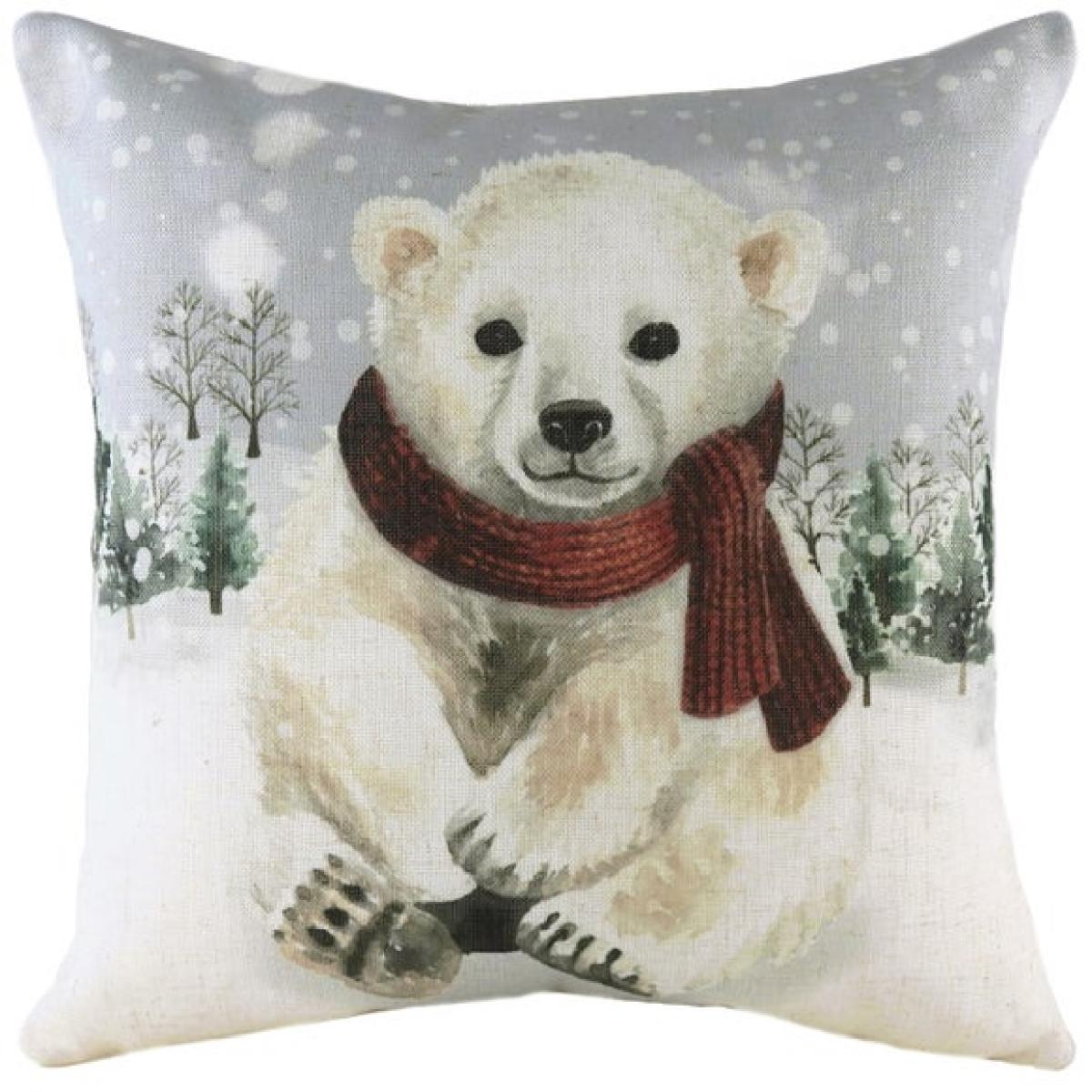Evans Lichfield Snowy Polar Bear Square Cushion – image 2