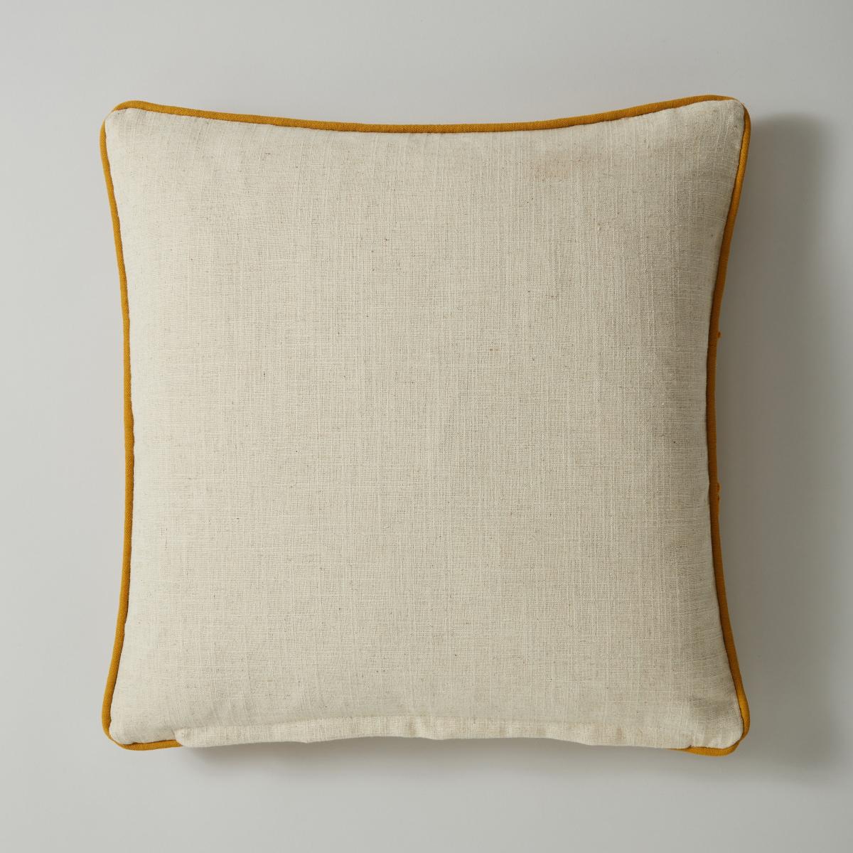 Floral Embroidery Cushion Yellow – image 5