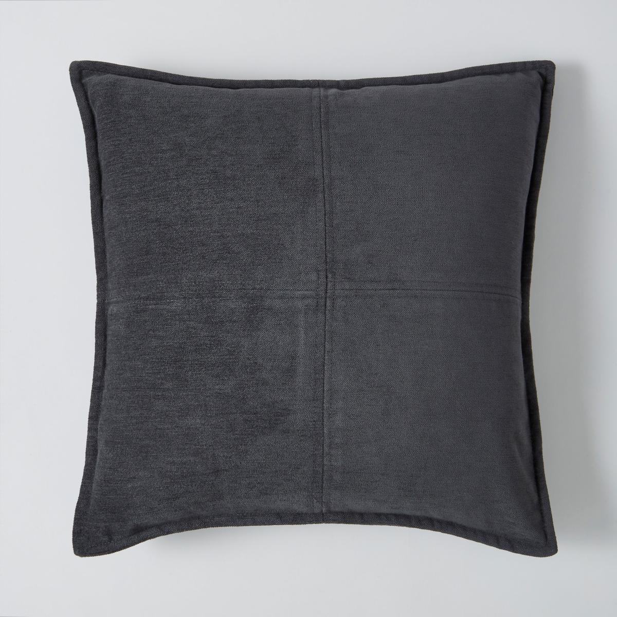 Chenille Patchwork Cushion Grey – image 3