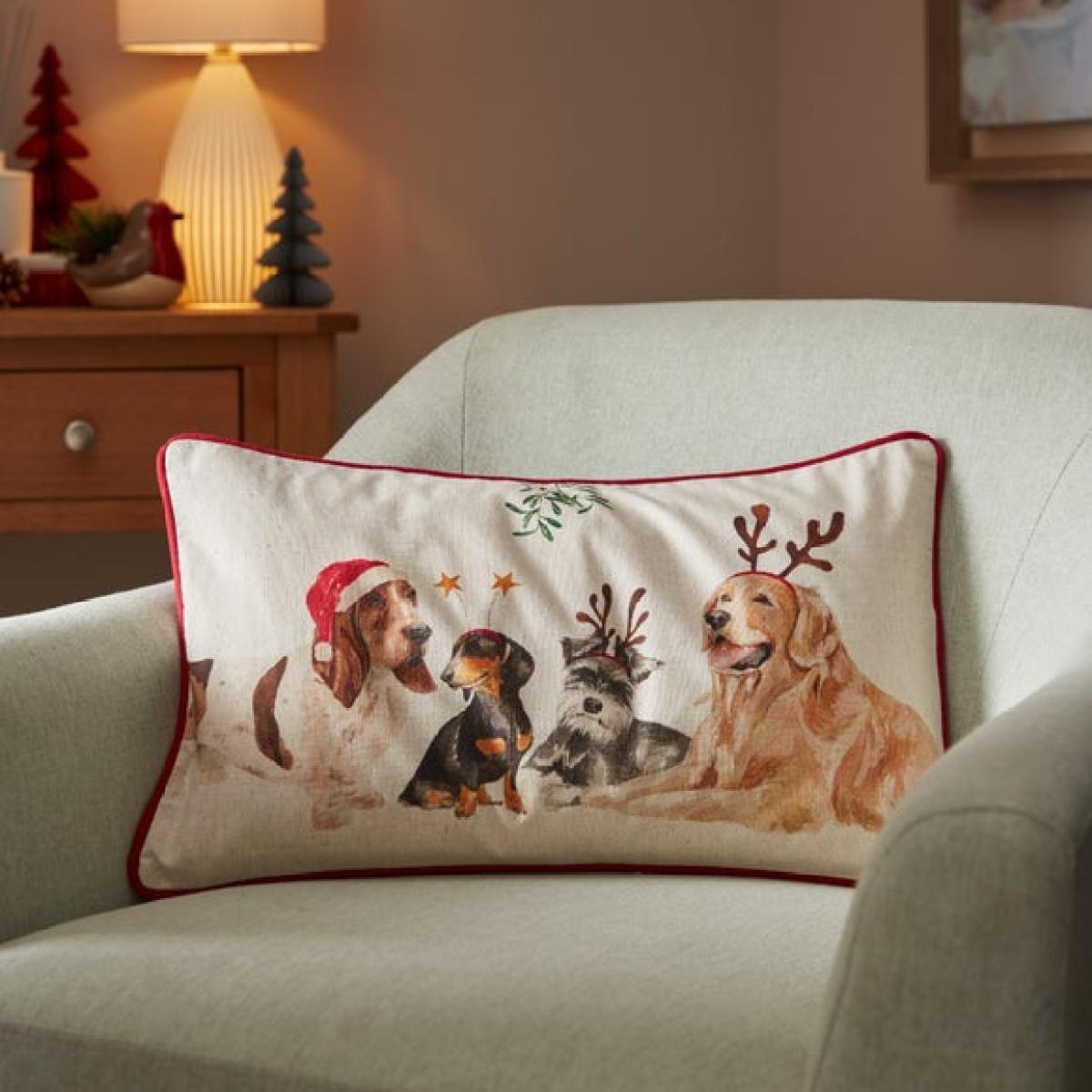 Christmas Dogs Rectangular Cushion – image 1
