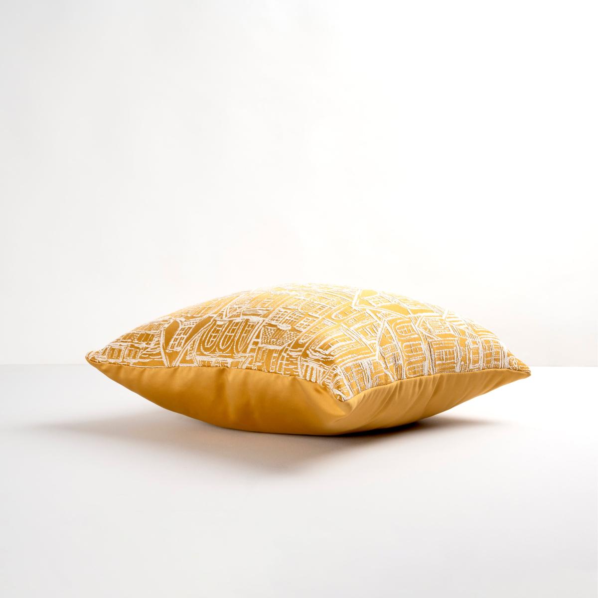 Jacquard Houses Cushion Yellow/White – image 4