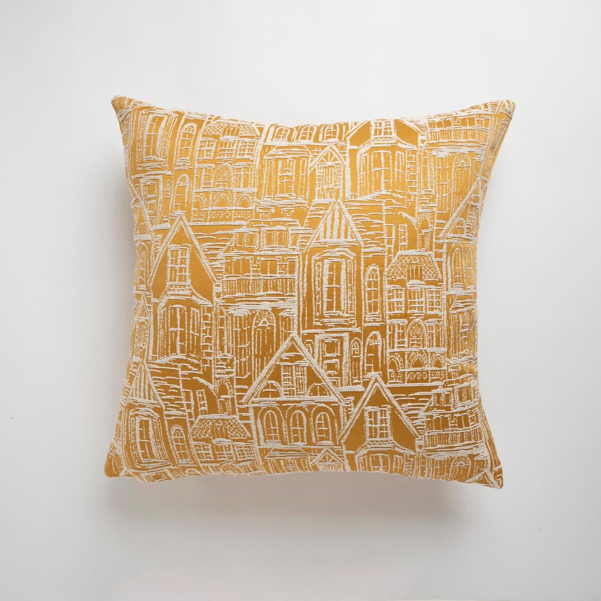 Jacquard Houses Cushion Yellow/White – image 1