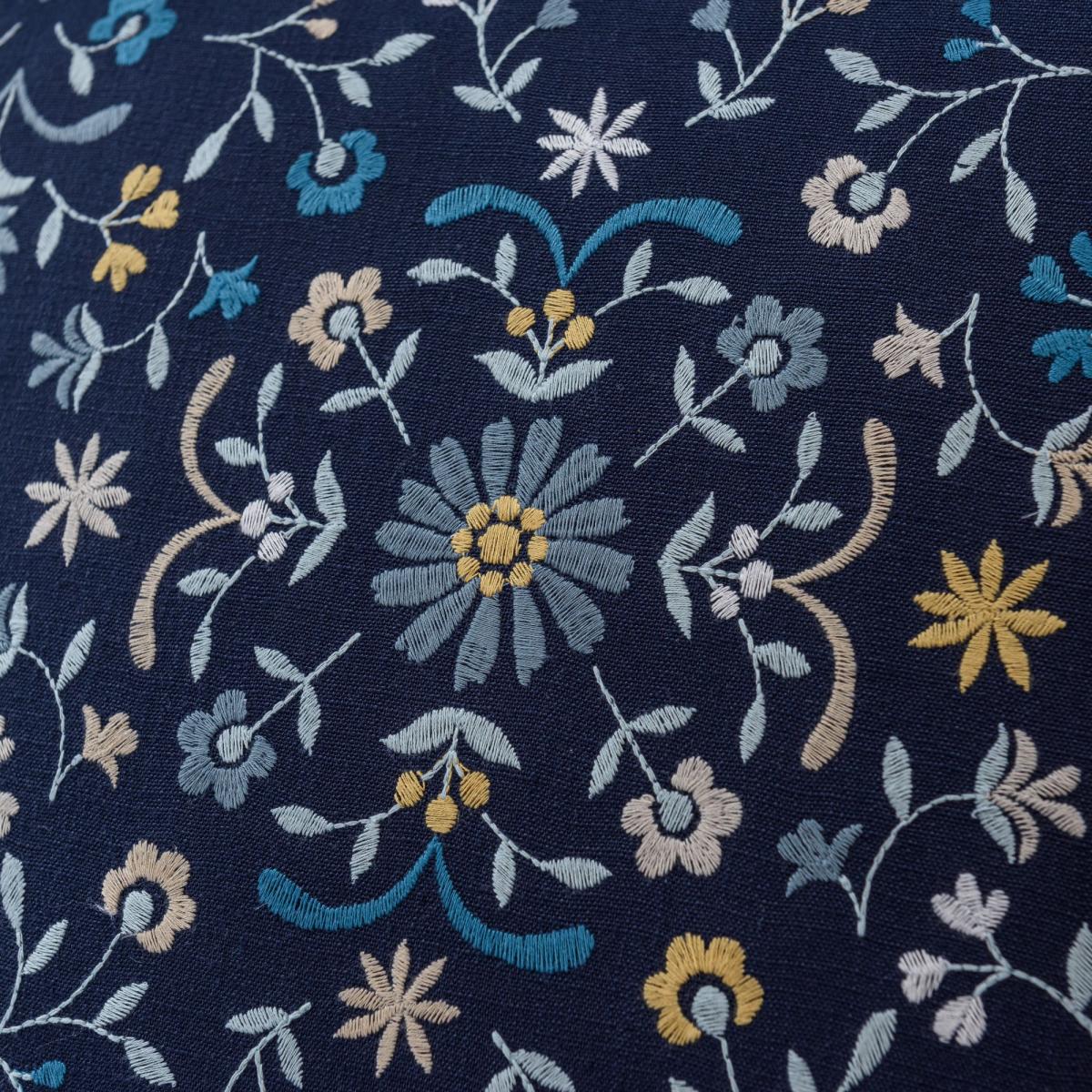 Folk Floral Square Cushion Navy – image 3