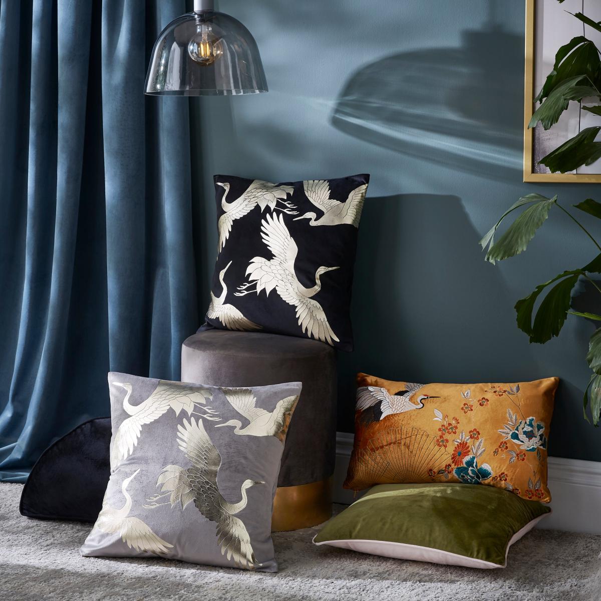 Crane Foil Print Cushion Champagne – image 6