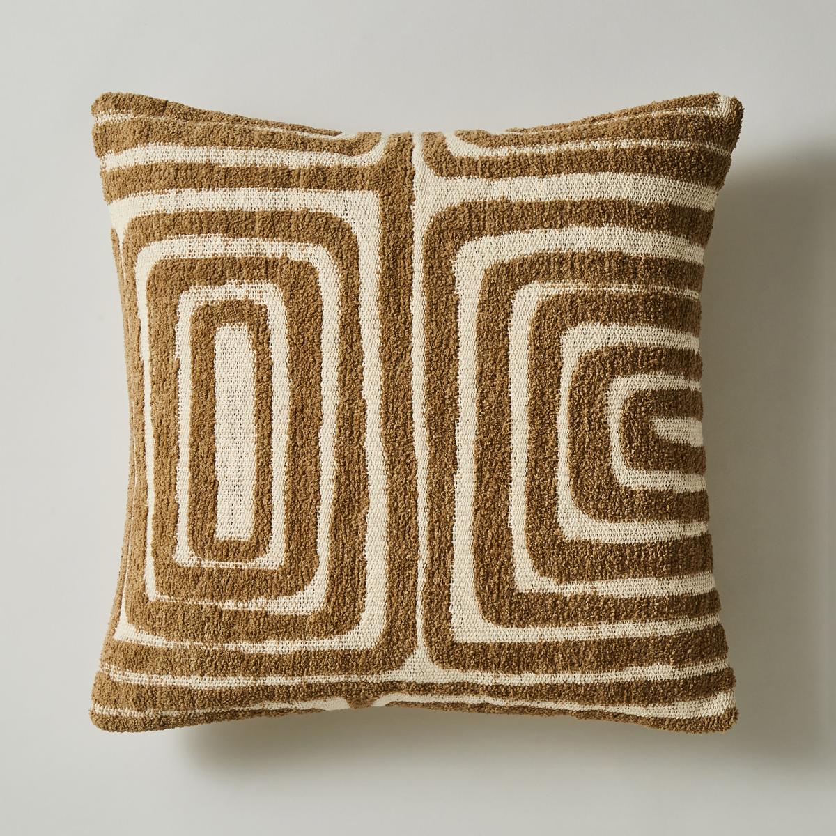 Circular Knit Squares Cushion Brown – image 3