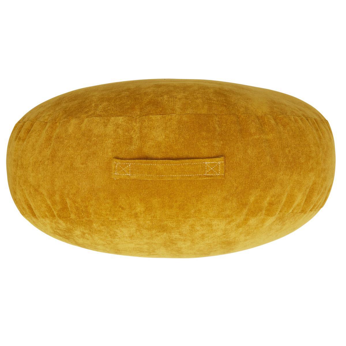 Matte Velour Ochre Floor Cushion Yellow – image 2