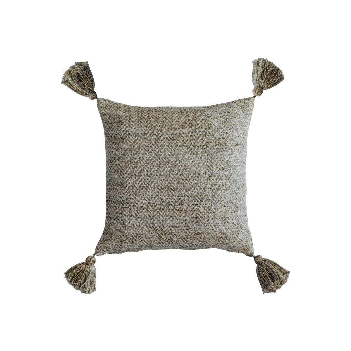 Mottled Tassel Velvet Cushion Natural – image 1