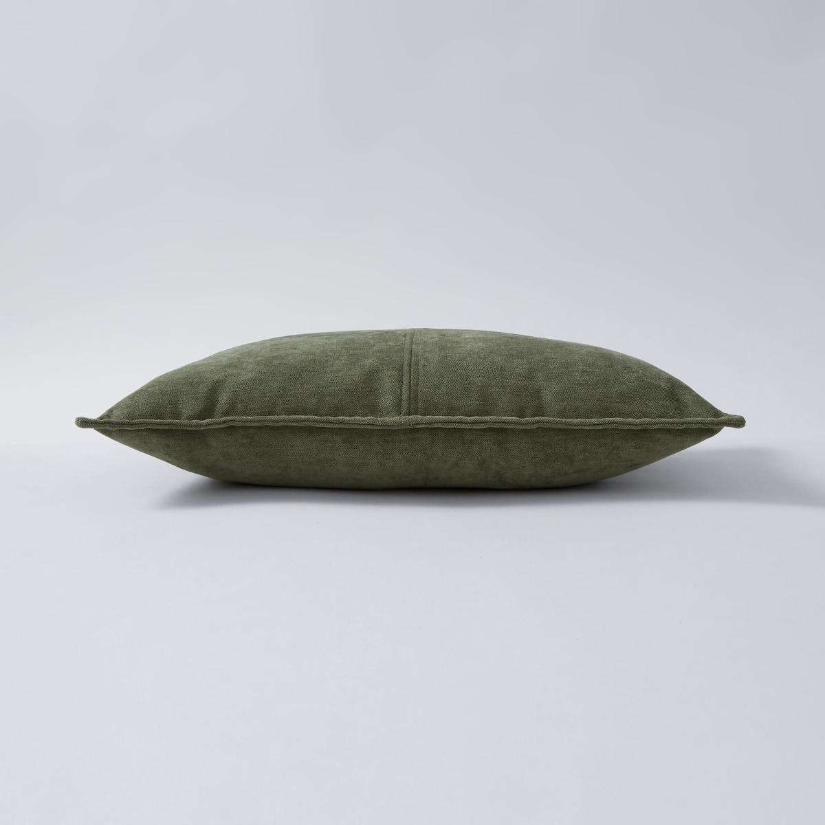 Chenille Patchwork Cushion Olive (Green) – image 4