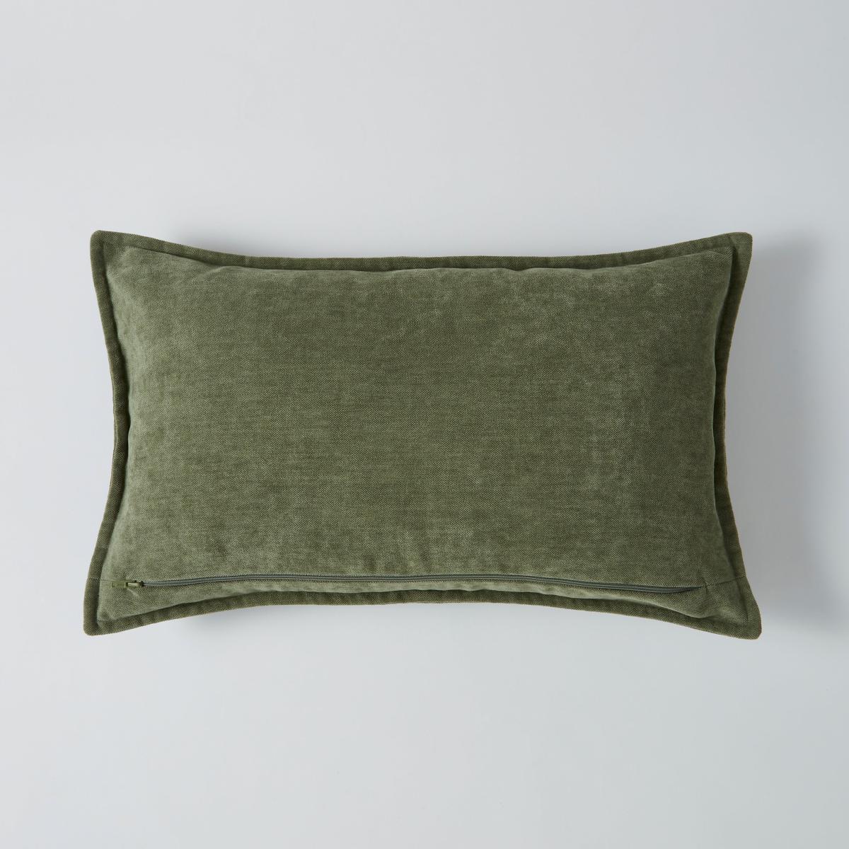Chenille Patchwork Cushion Olive (Green) – image 5