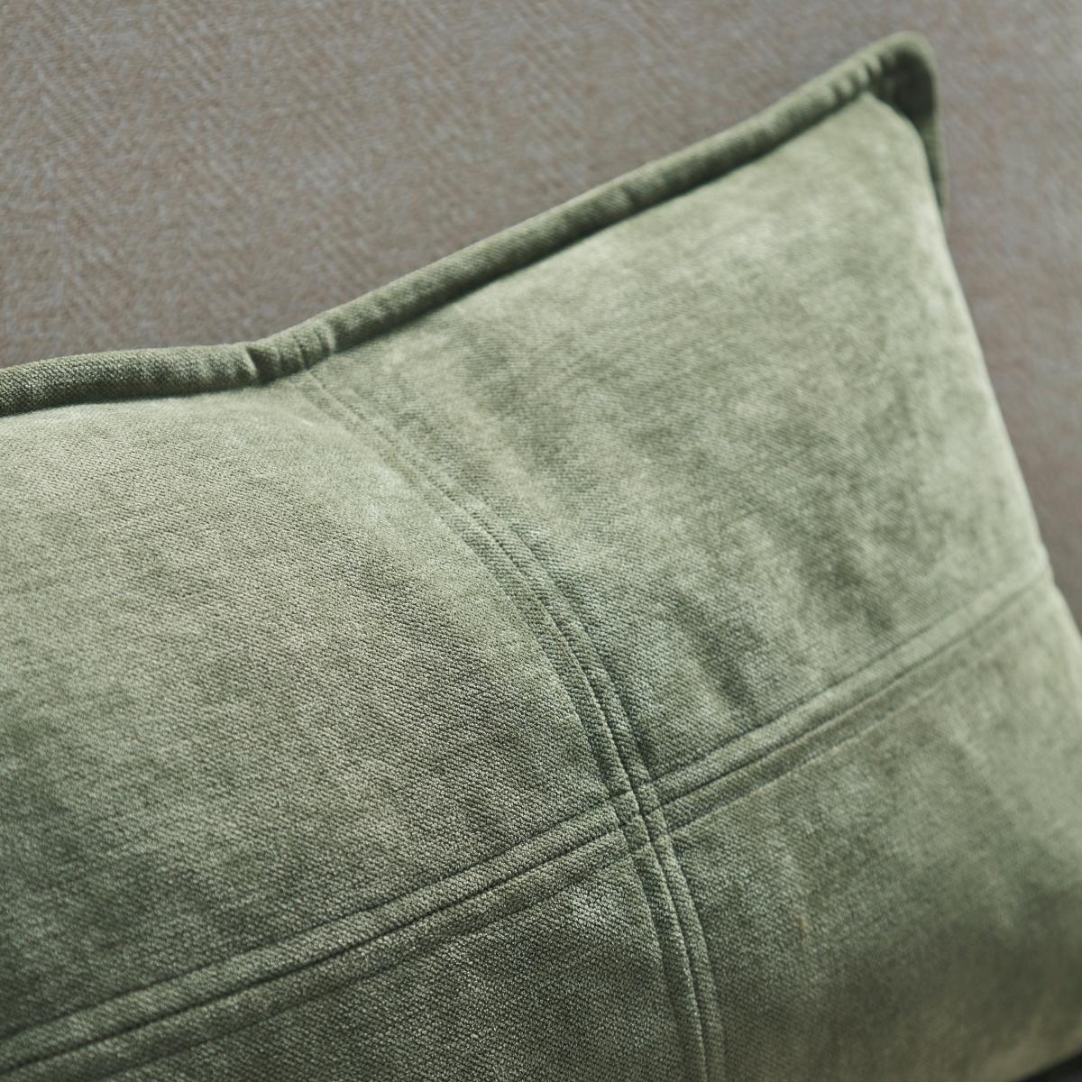 Chenille Patchwork Cushion Olive (Green) – image 6