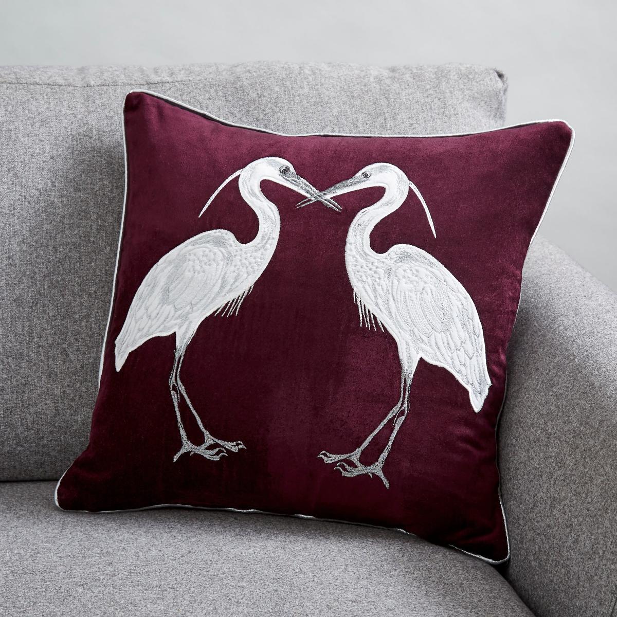 Heron Plum Cushion Red/White – image 1