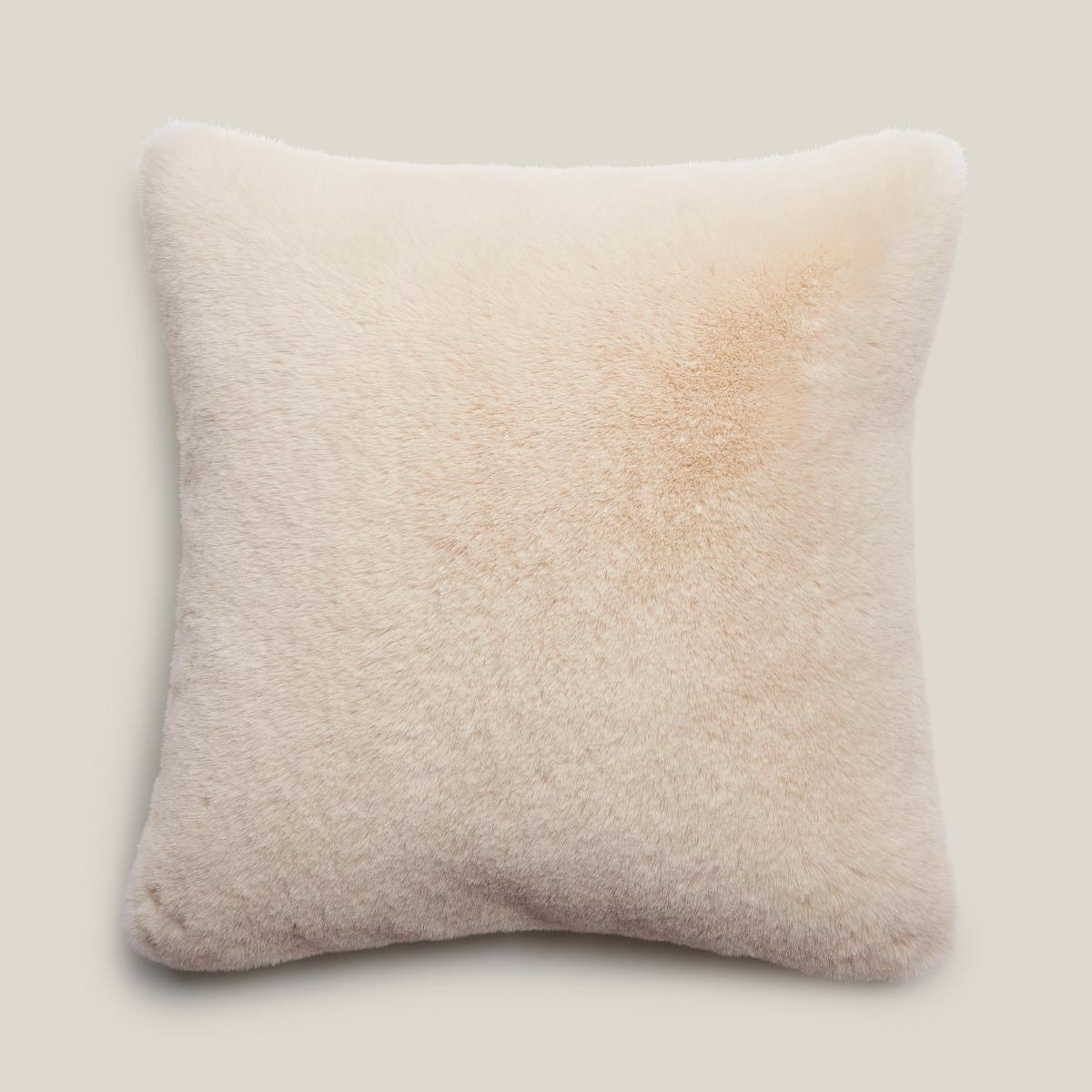 Silky Soft Faux Fur White Sand Cushion White Sand – image 2