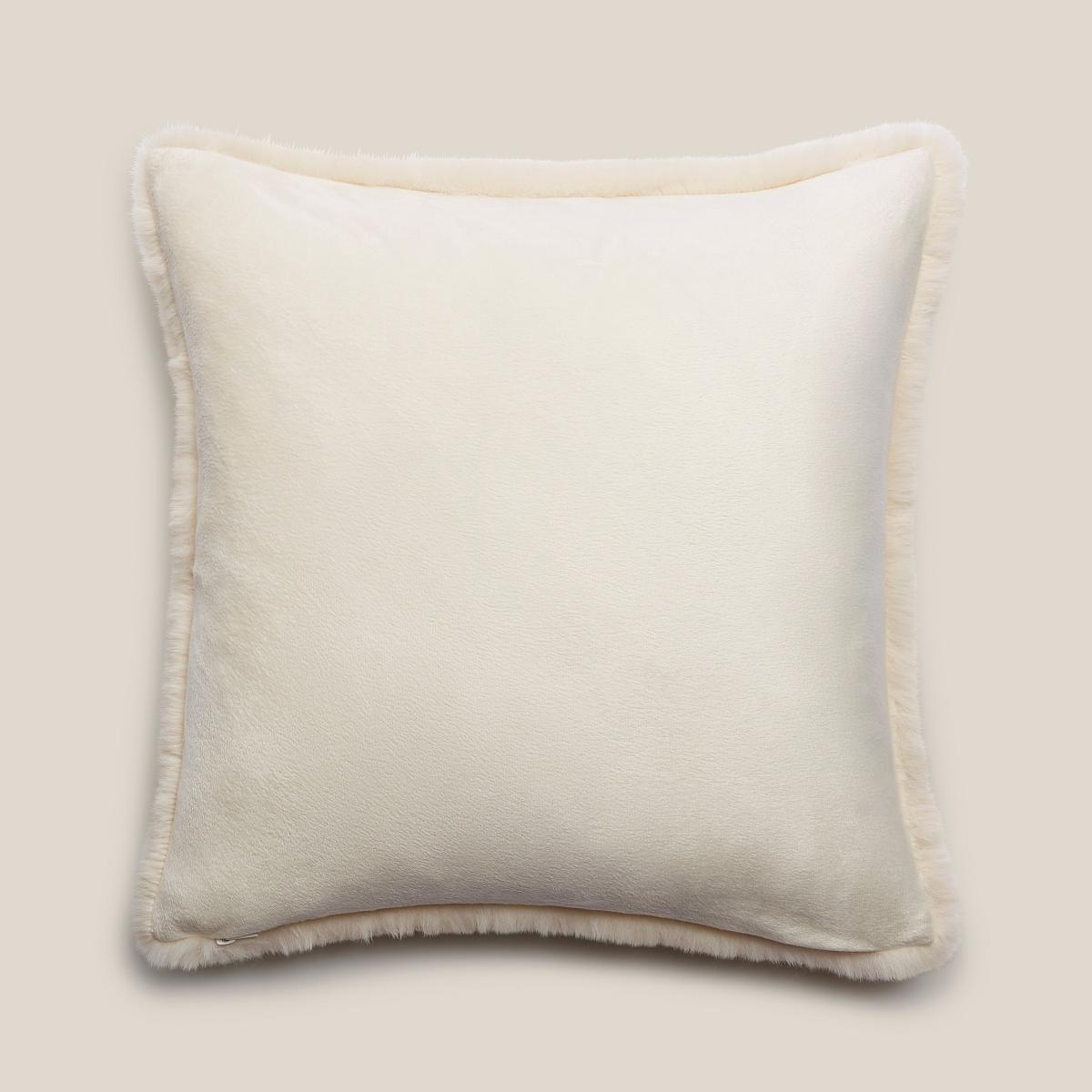 Silky Soft Faux Fur White Sand Cushion White Sand – image 3