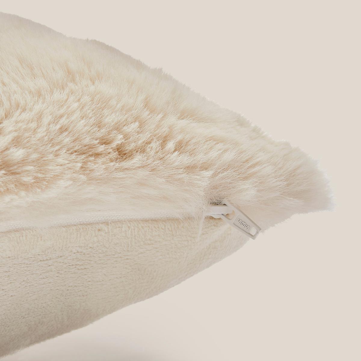 Silky Soft Faux Fur White Sand Cushion White Sand – image 5