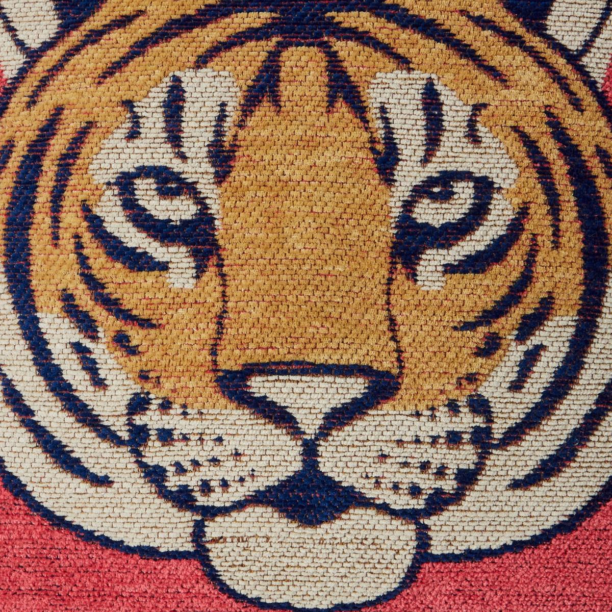 Woven Chenille Tiger Cushion Fuschia – image 3