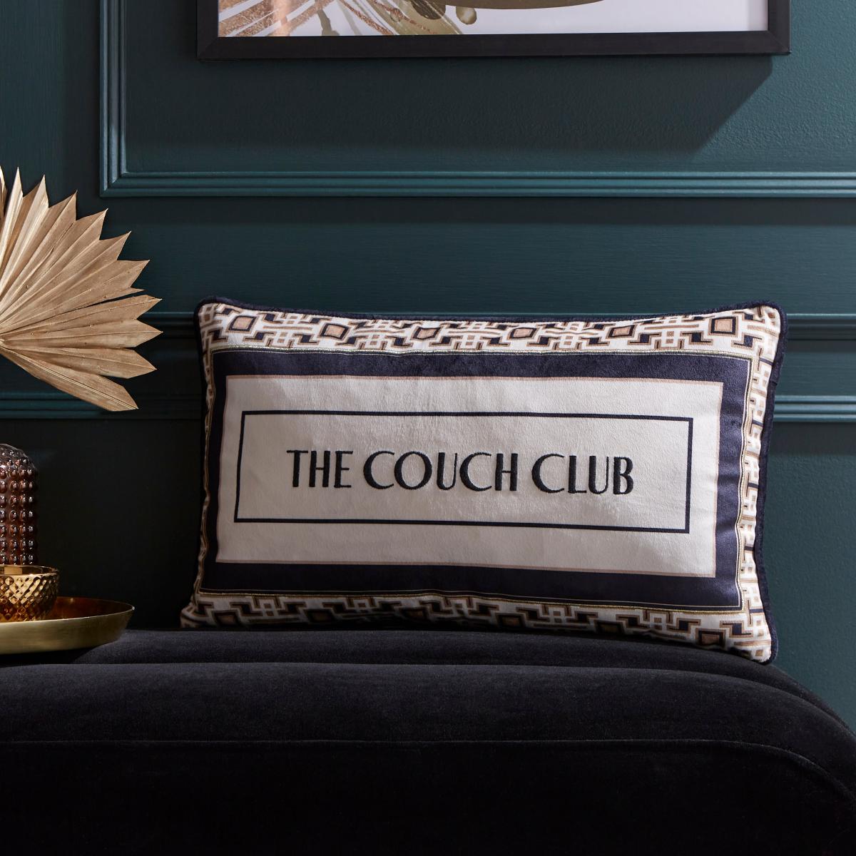 The Couch Club Embroidered Rectangular Cushion Black – image 2