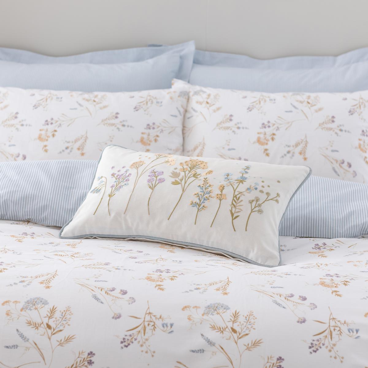 Harriet Embroidered Boudoir Cushion Purple/Brown/White – image 2