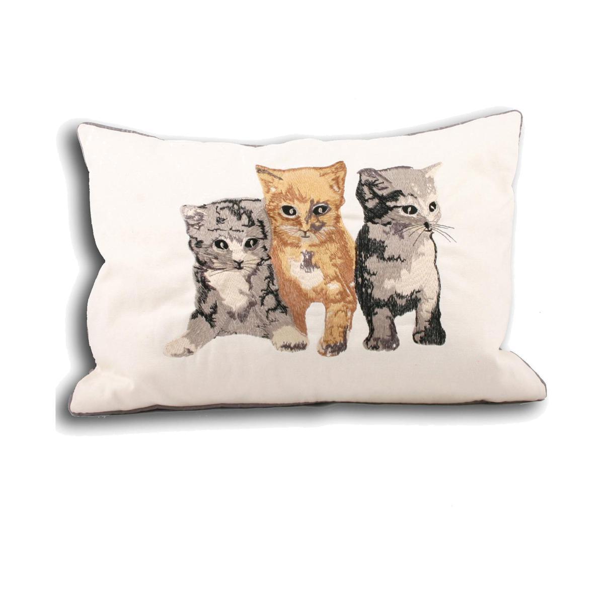 Kitty Cushion White, Grey and Brown