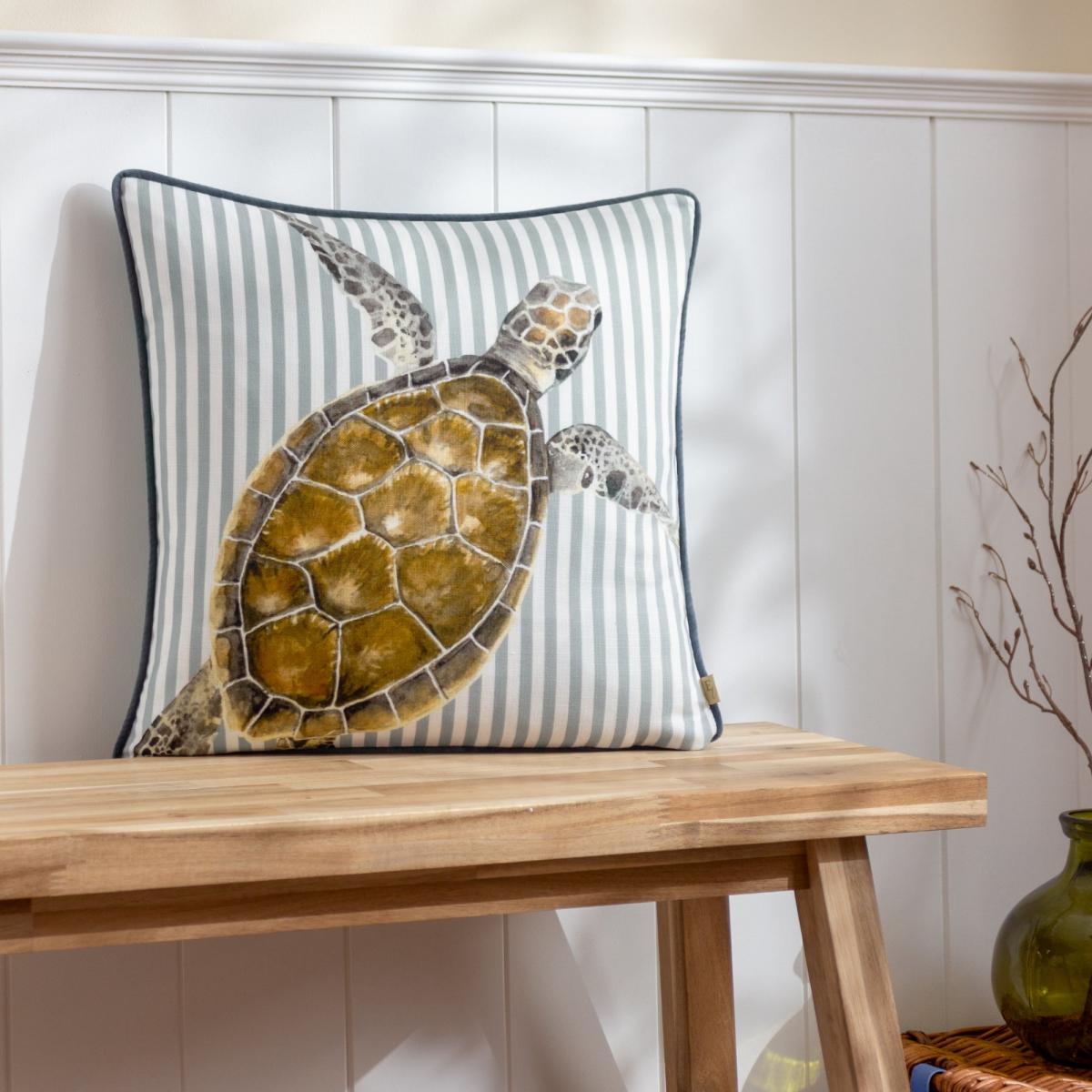 Evans Lichfield Salcombe Turtle Square Cushion MultiColoured – image 1