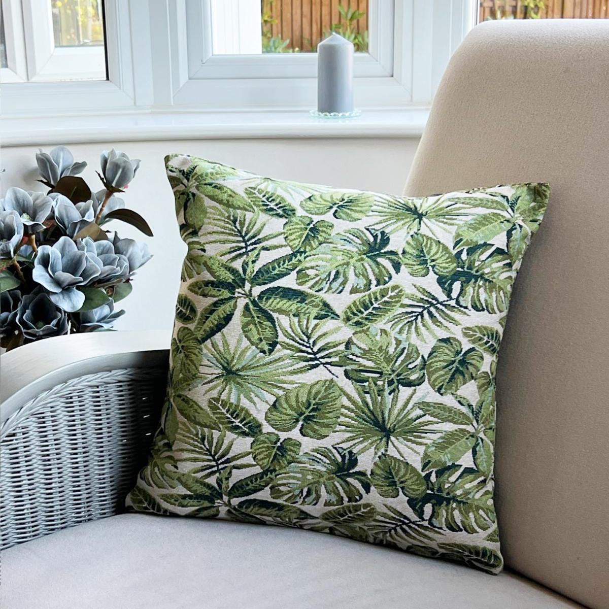 Daro Tapestry Palmer Green Square Cushion – image 1