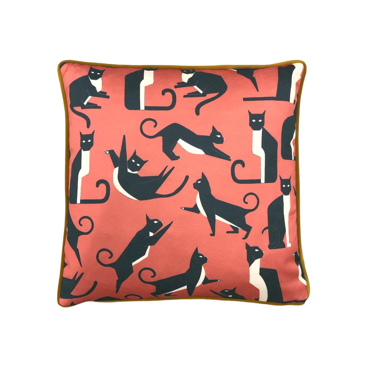 Kitta Geo Cats Pink Cushion Pink/Navy Blue – image 1
