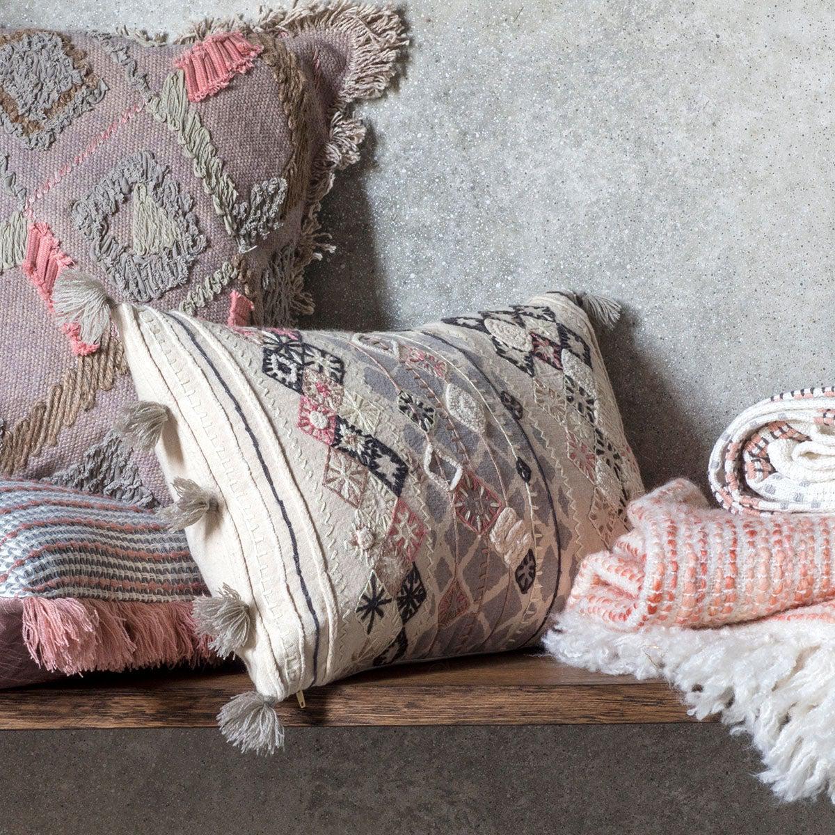 Gallery Direct Nila Embroidered Cushion Pink – image 1