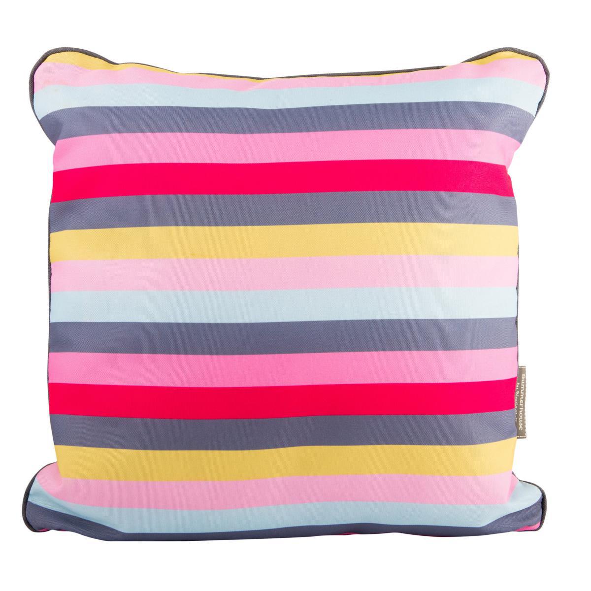 Gardenia Grey Floral and Stripe Cushion MultiColoured – image 3