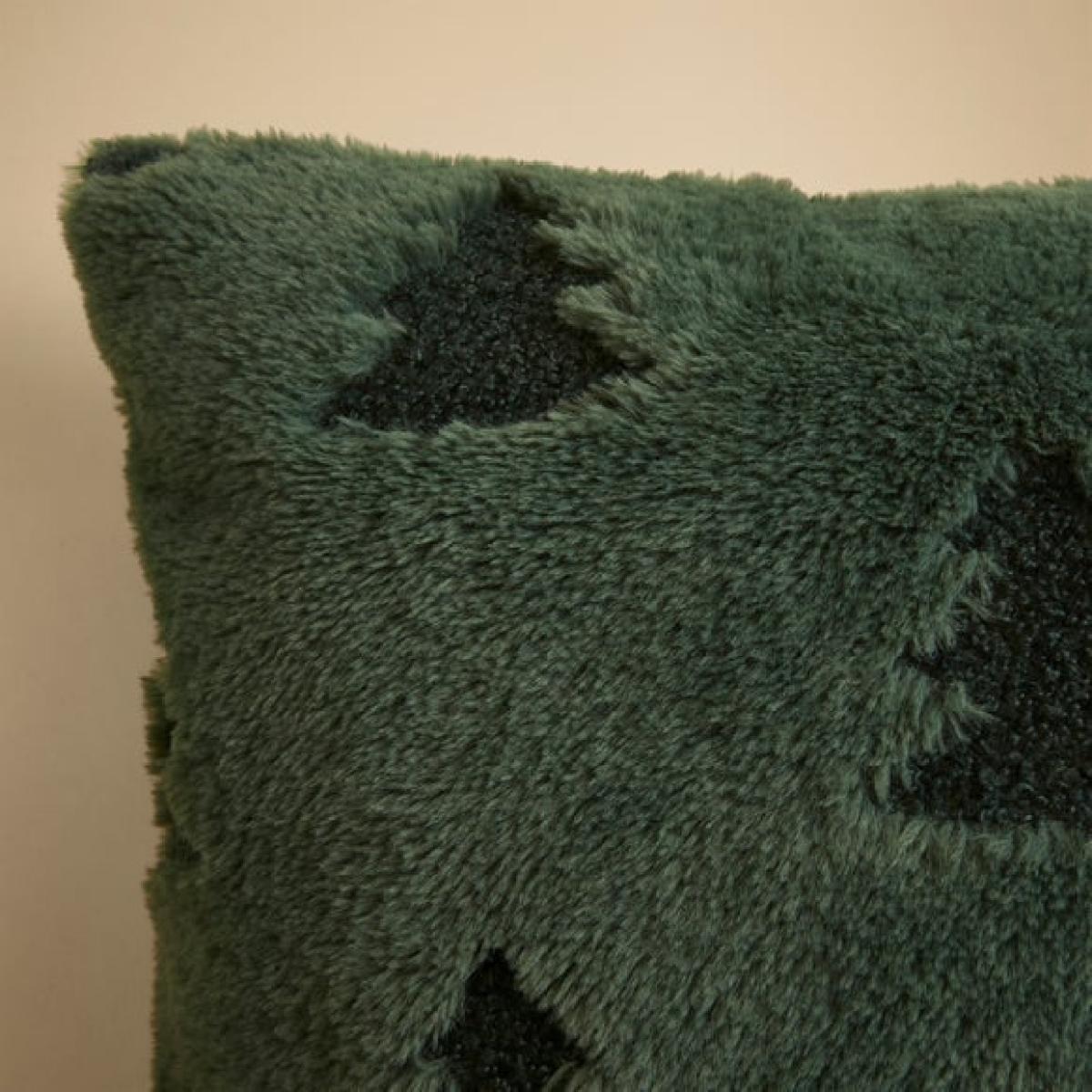 Faux Fur Green Christmas Tree Cushion – image 3