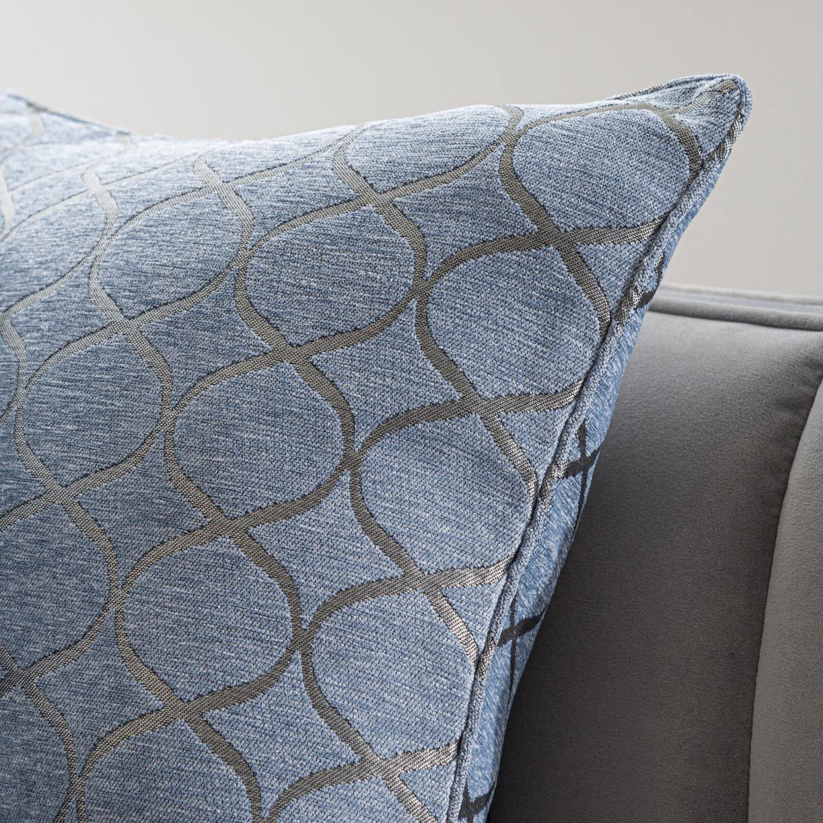 Ogee Chenille Cushion Navy Blue/Beige – image 4