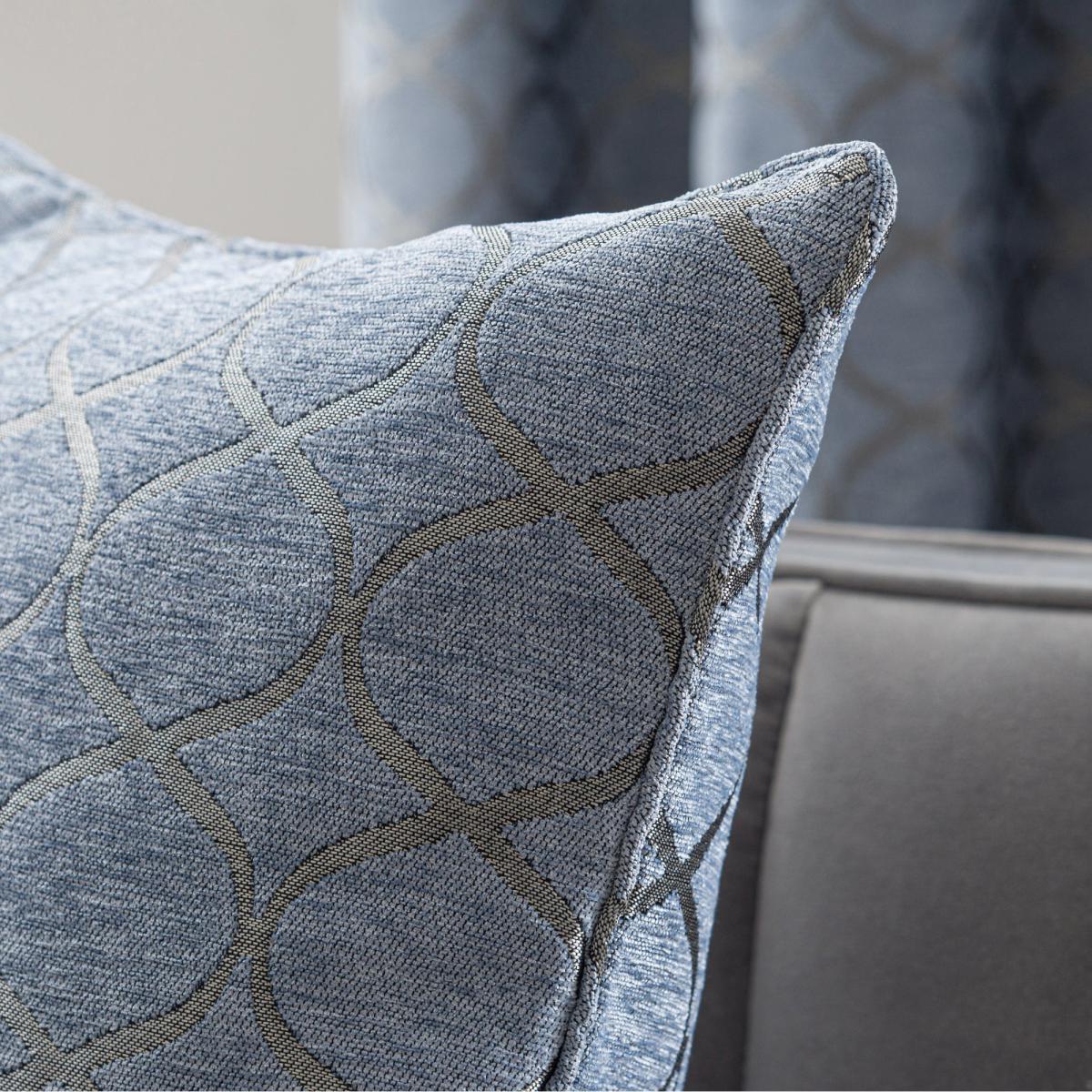 Ogee Chenille Cushion Navy Blue/Beige – image 5