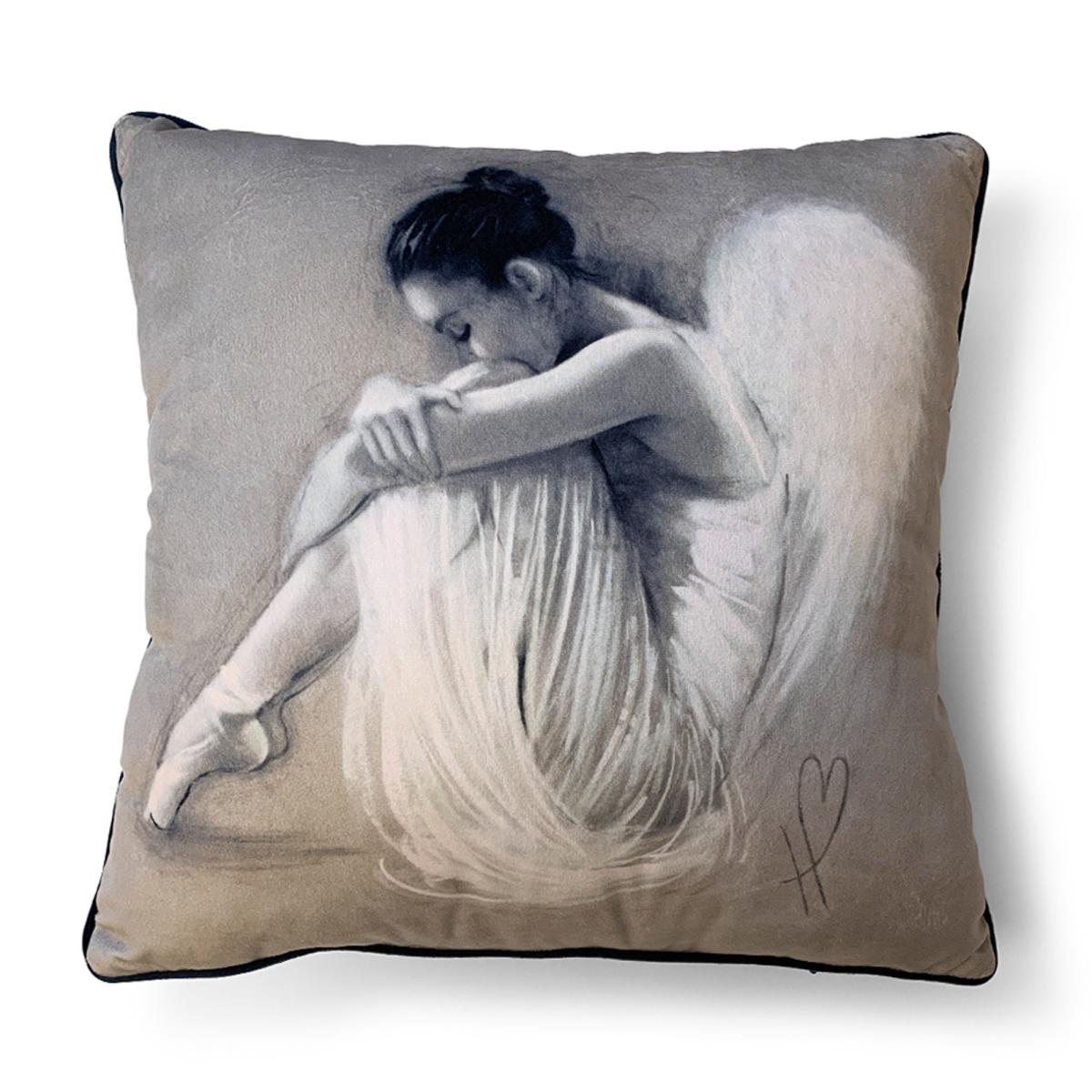 Hazel Bowman Angel Wings IV Velvet Square Cushion Grey – image 2