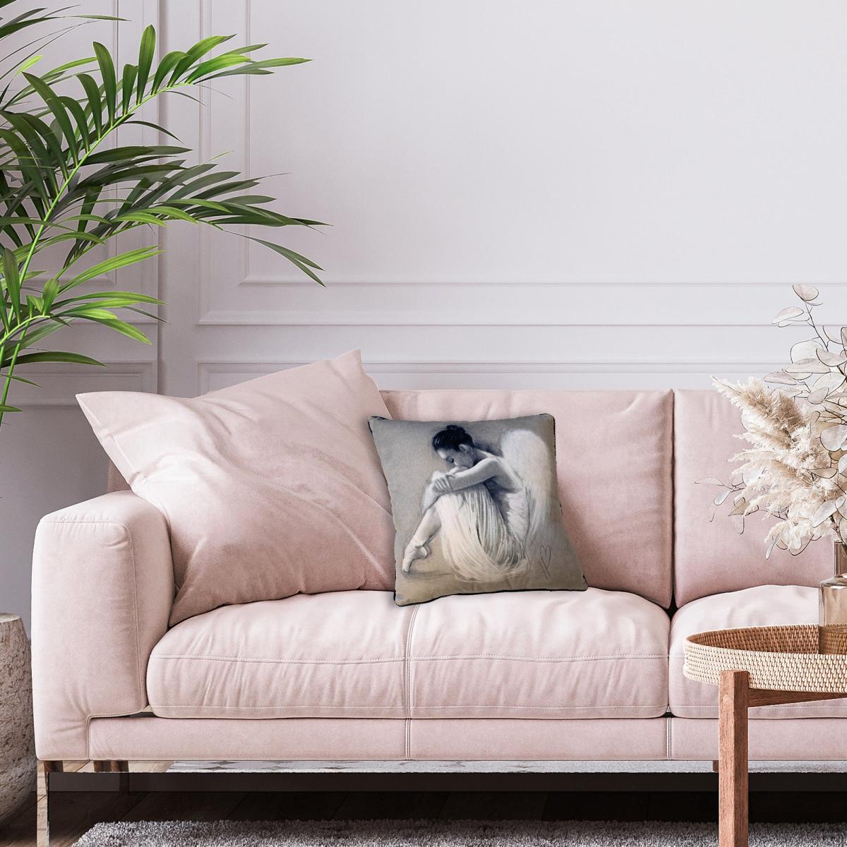 Hazel Bowman Angel Wings IV Velvet Square Cushion Grey – image 1