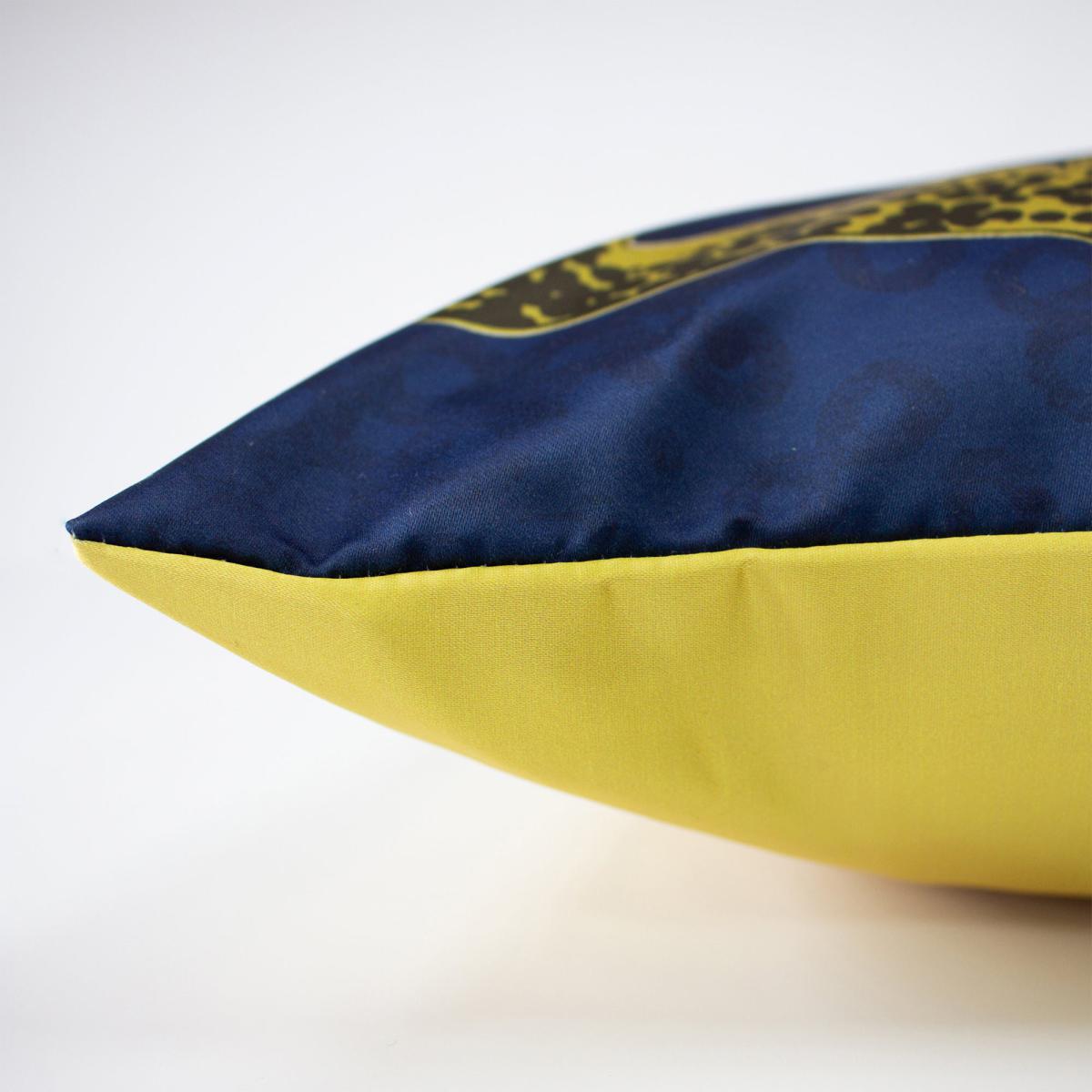 Lynx Cushion Blue, Yellow and Brown – image 2