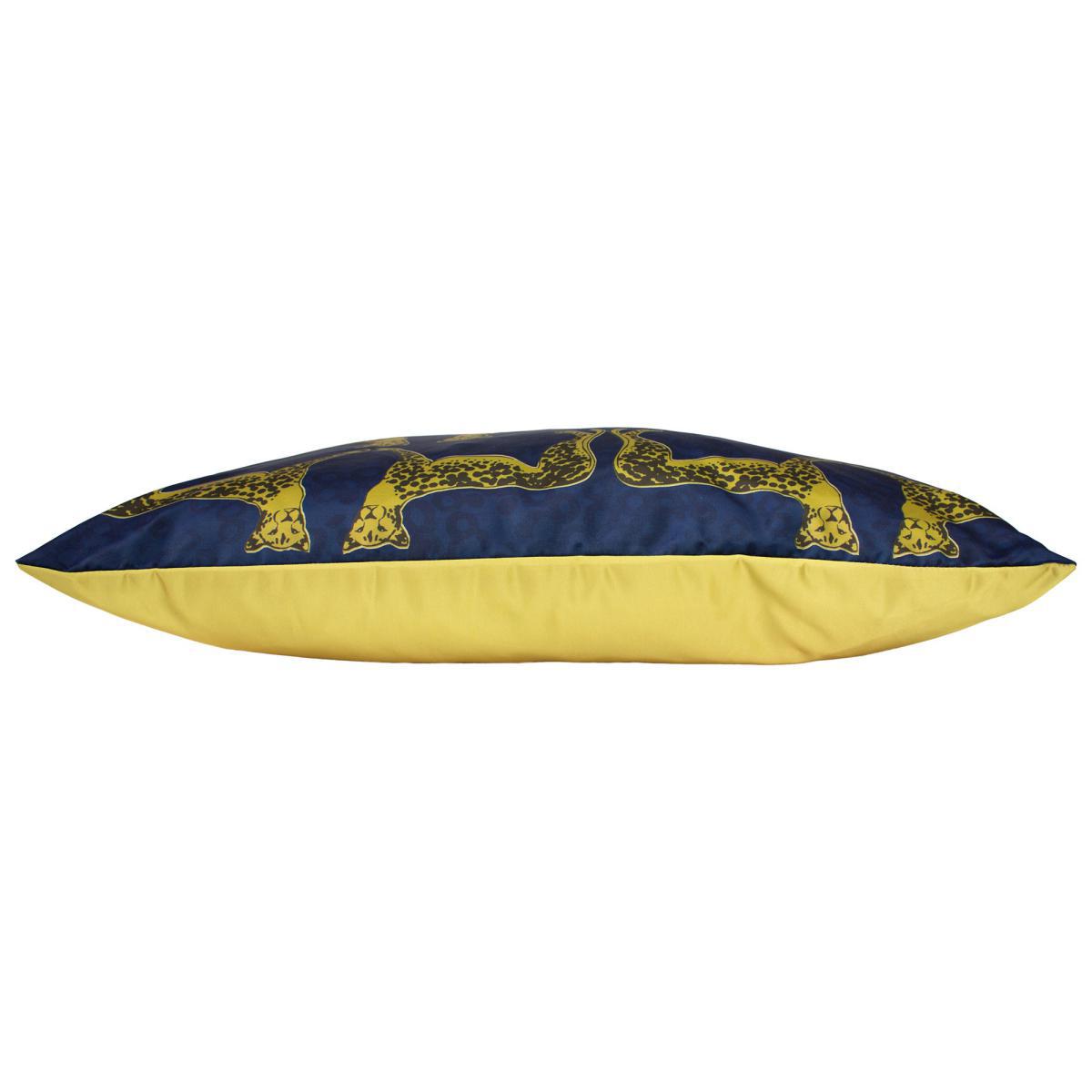 Lynx Cushion Blue, Yellow and Brown – image 3