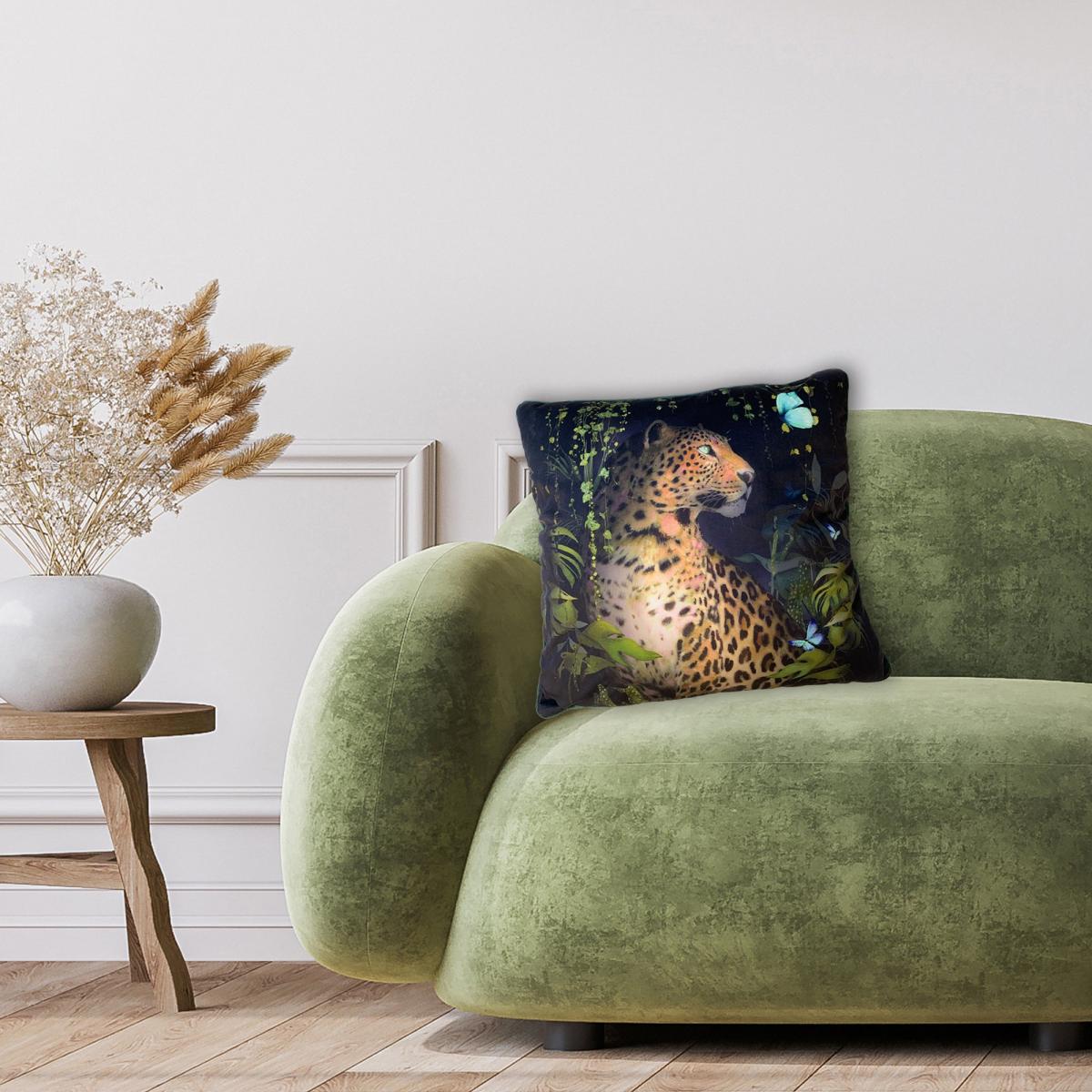 Summer Thornton Leopard Velvet Square Cushion Black – image 2