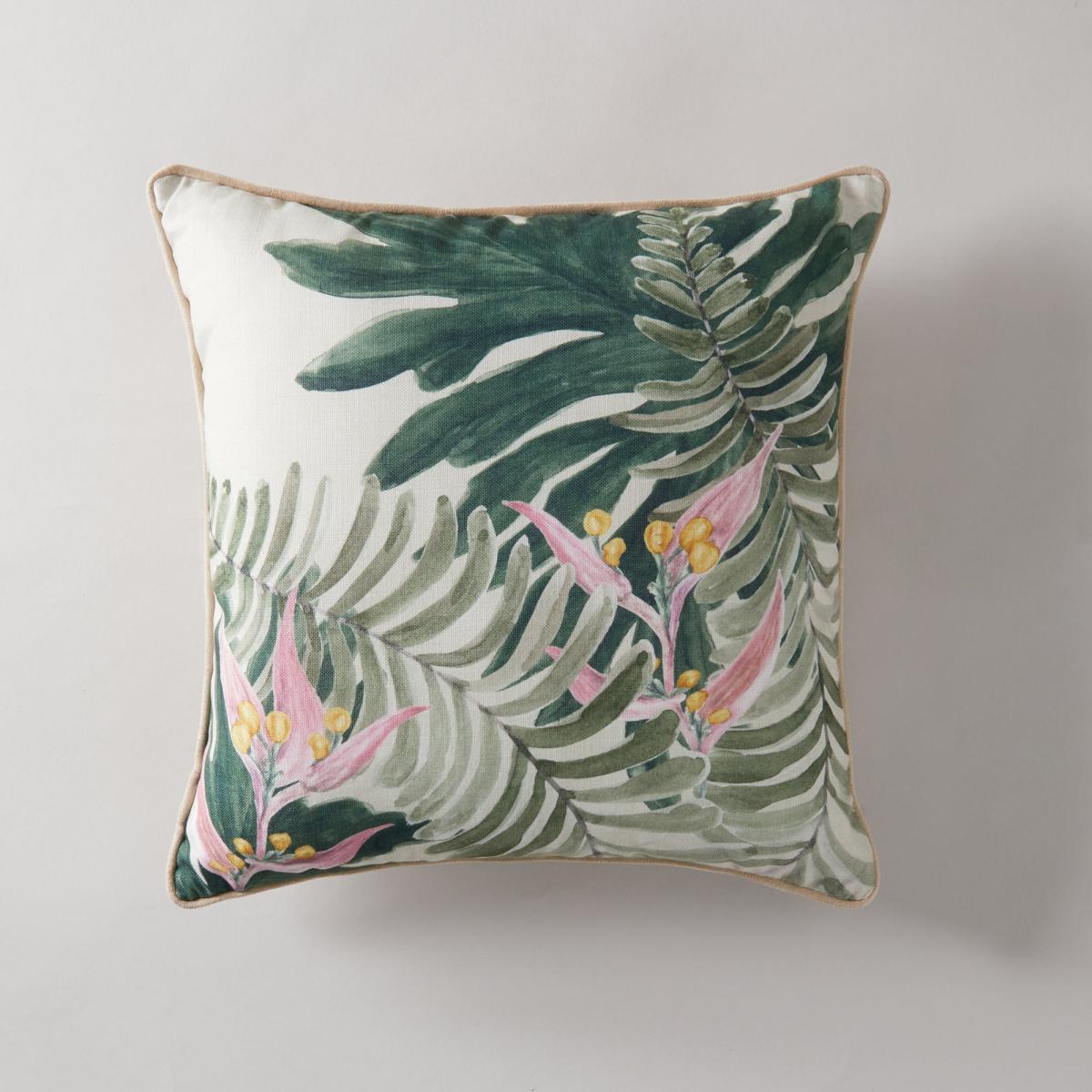 Jungle Leaf Cushion Green, Blue and Yellow – image 2