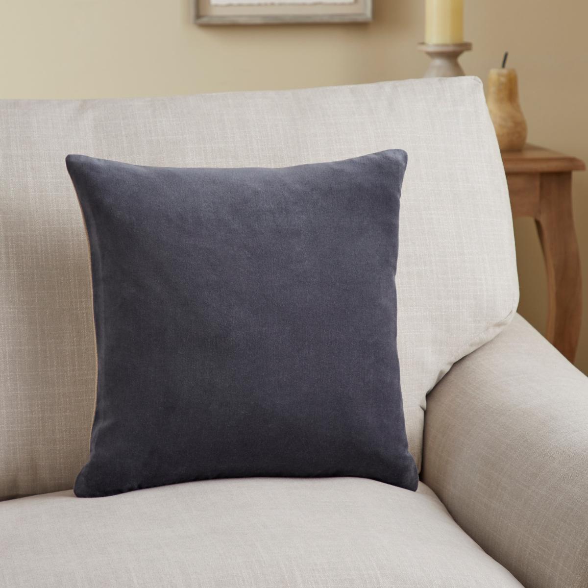 Cotton Velvet Cushion Dove (Grey) – image 1